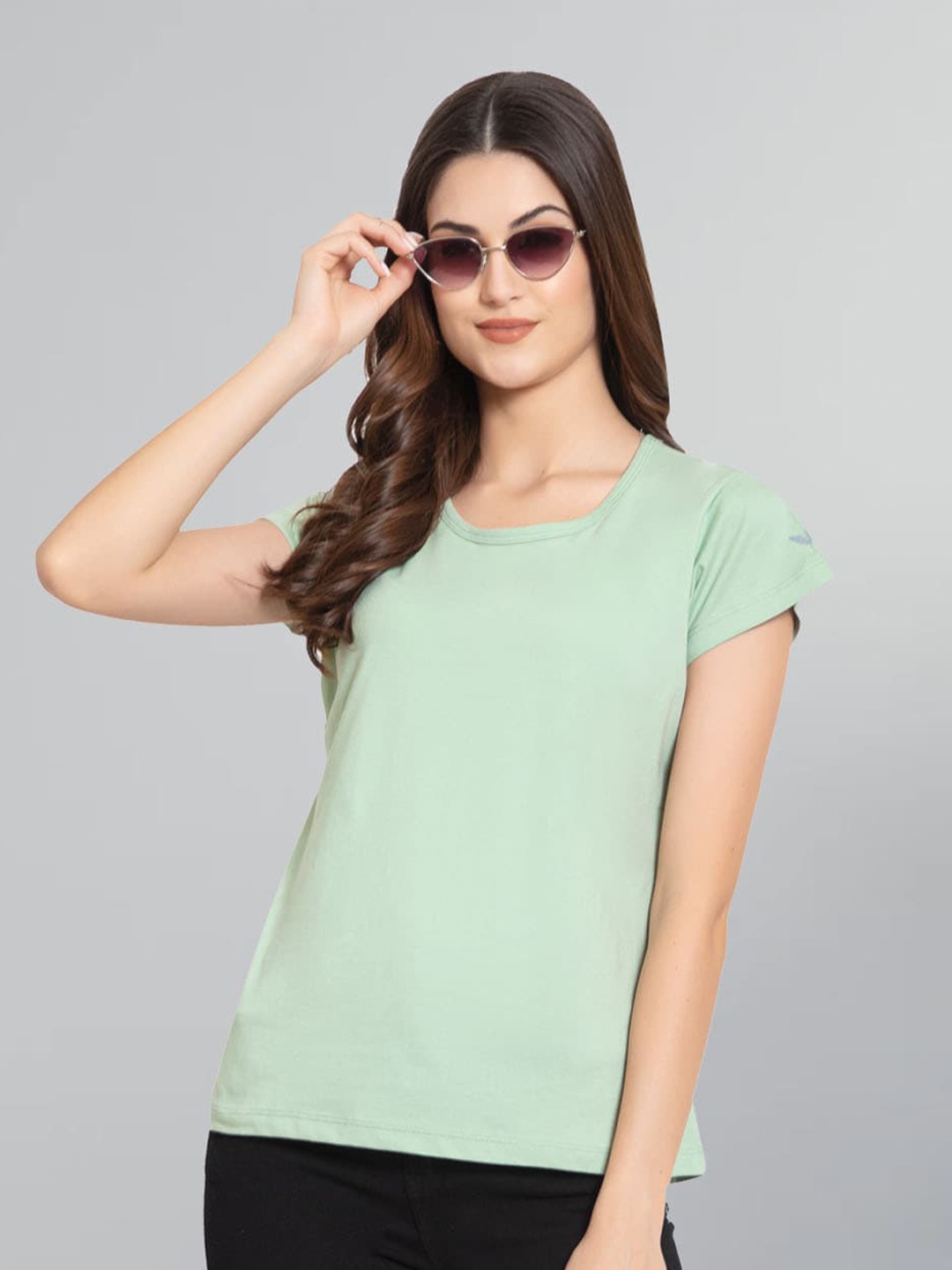 

GODFREY Round Neck Cotton T-shirt, Sea green