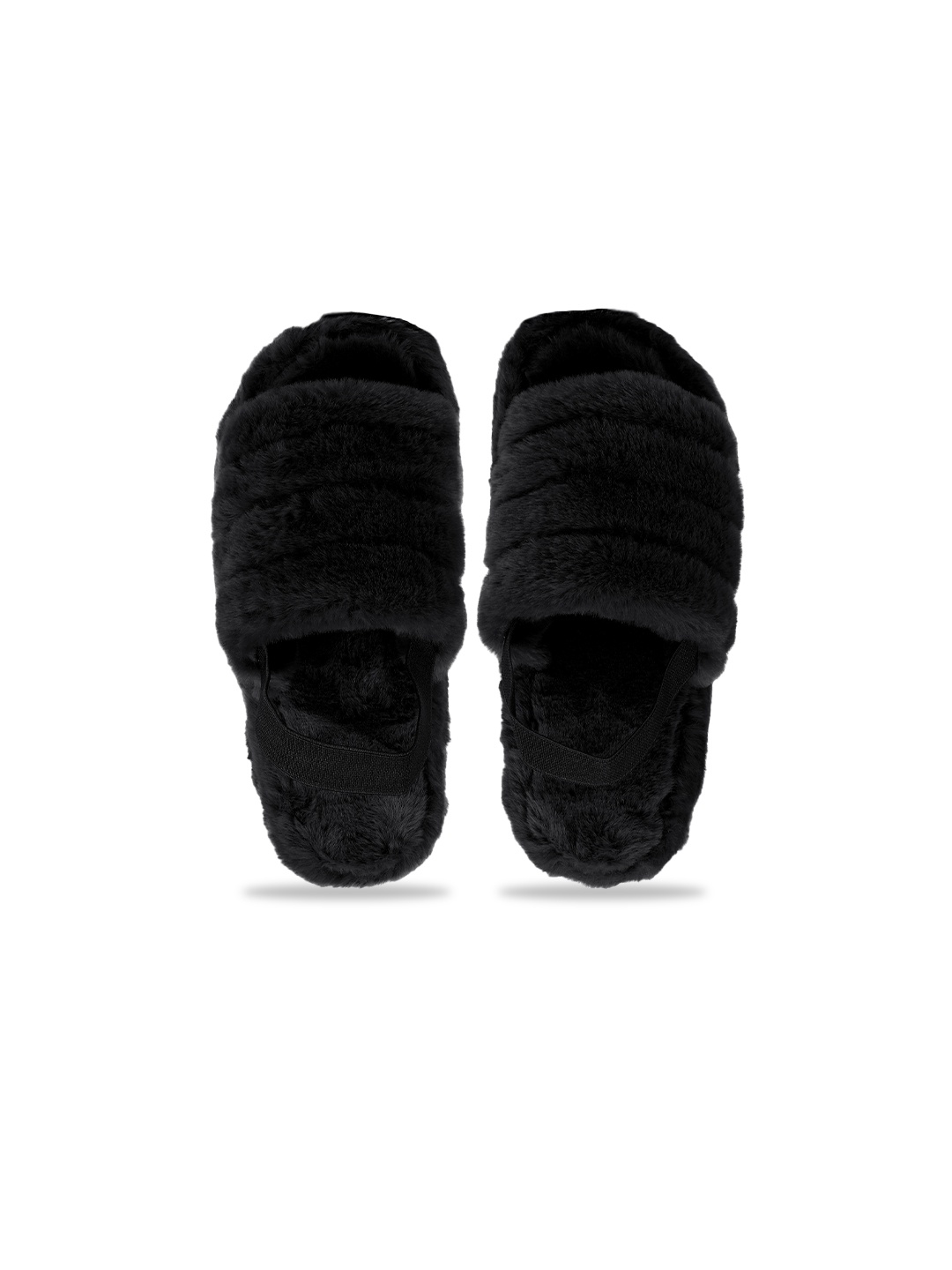 

CASSIEY Women Fur Room Slippers, Black