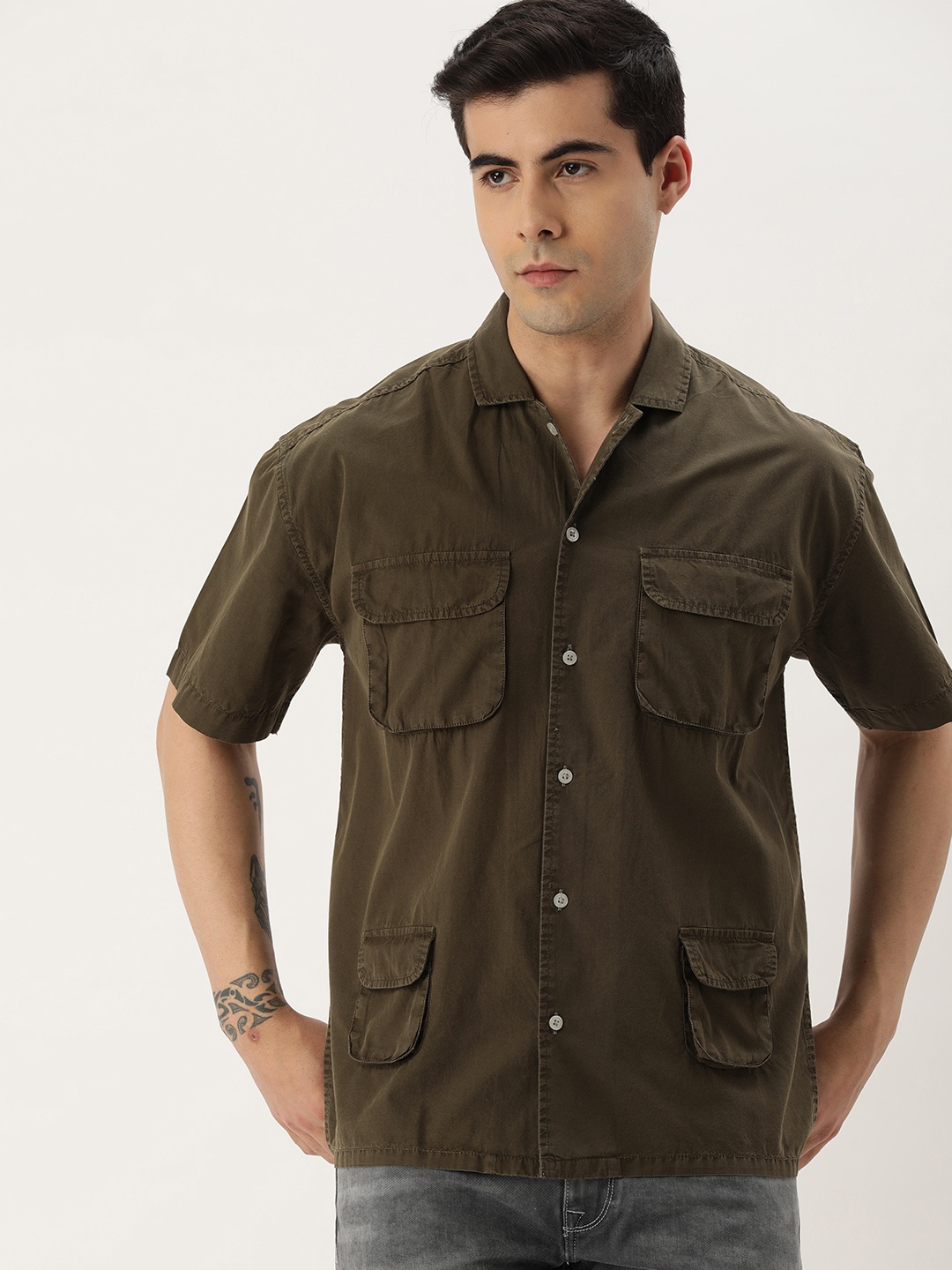 

Kook N Keech Men Comfort Boxy Casual Shirt, Brown