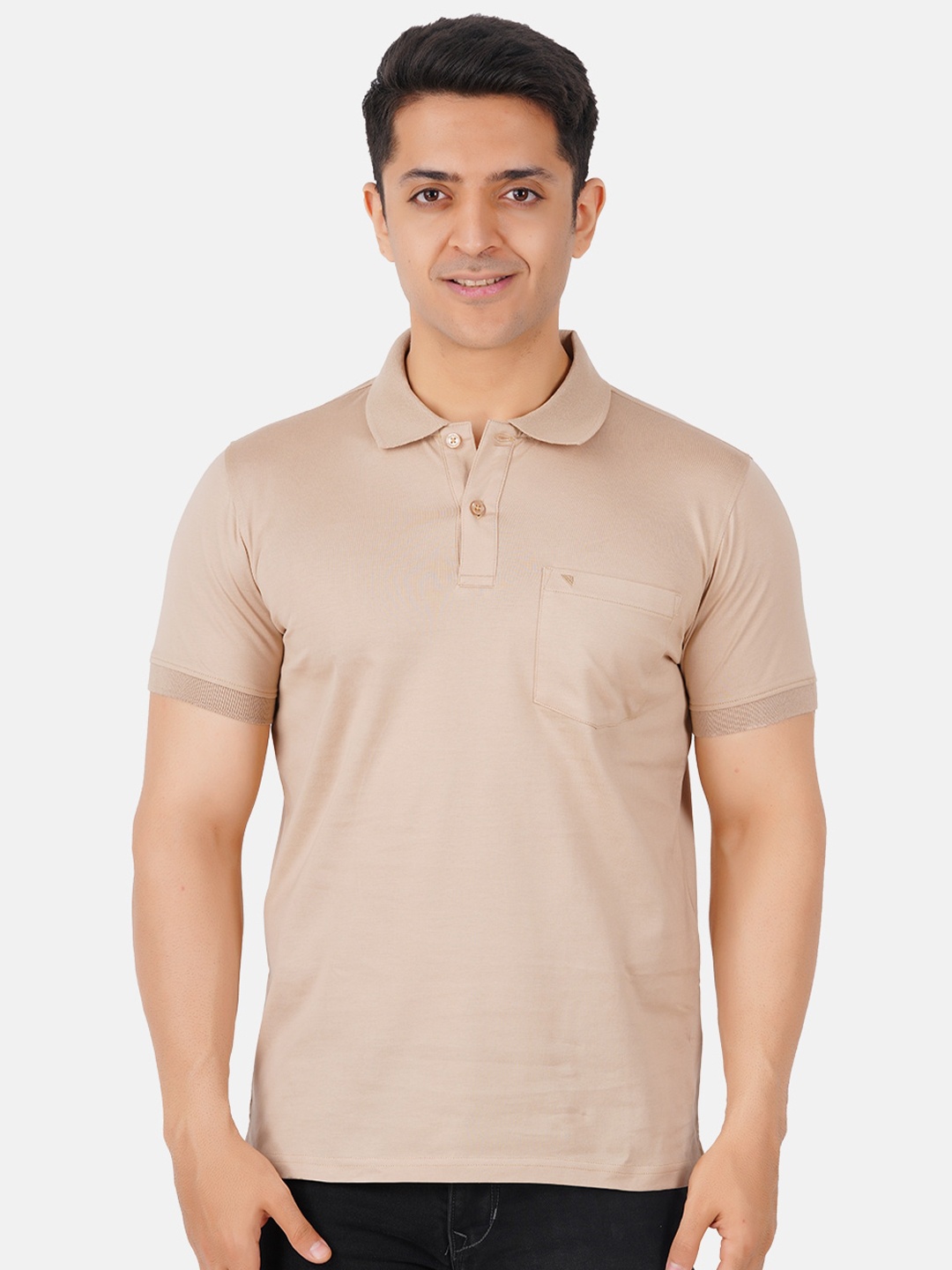 

Ramraj Men Polo Collar Cotton T-shirt, Beige