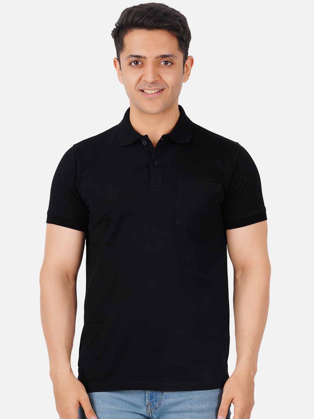 

Ramraj Men Polo Collar Cotton T-shirt, Black