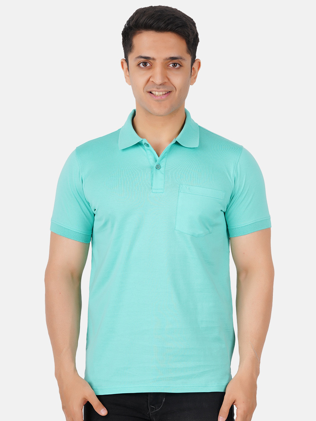

Ramraj Men Polo Collar Cotton T-shirt, Sea green