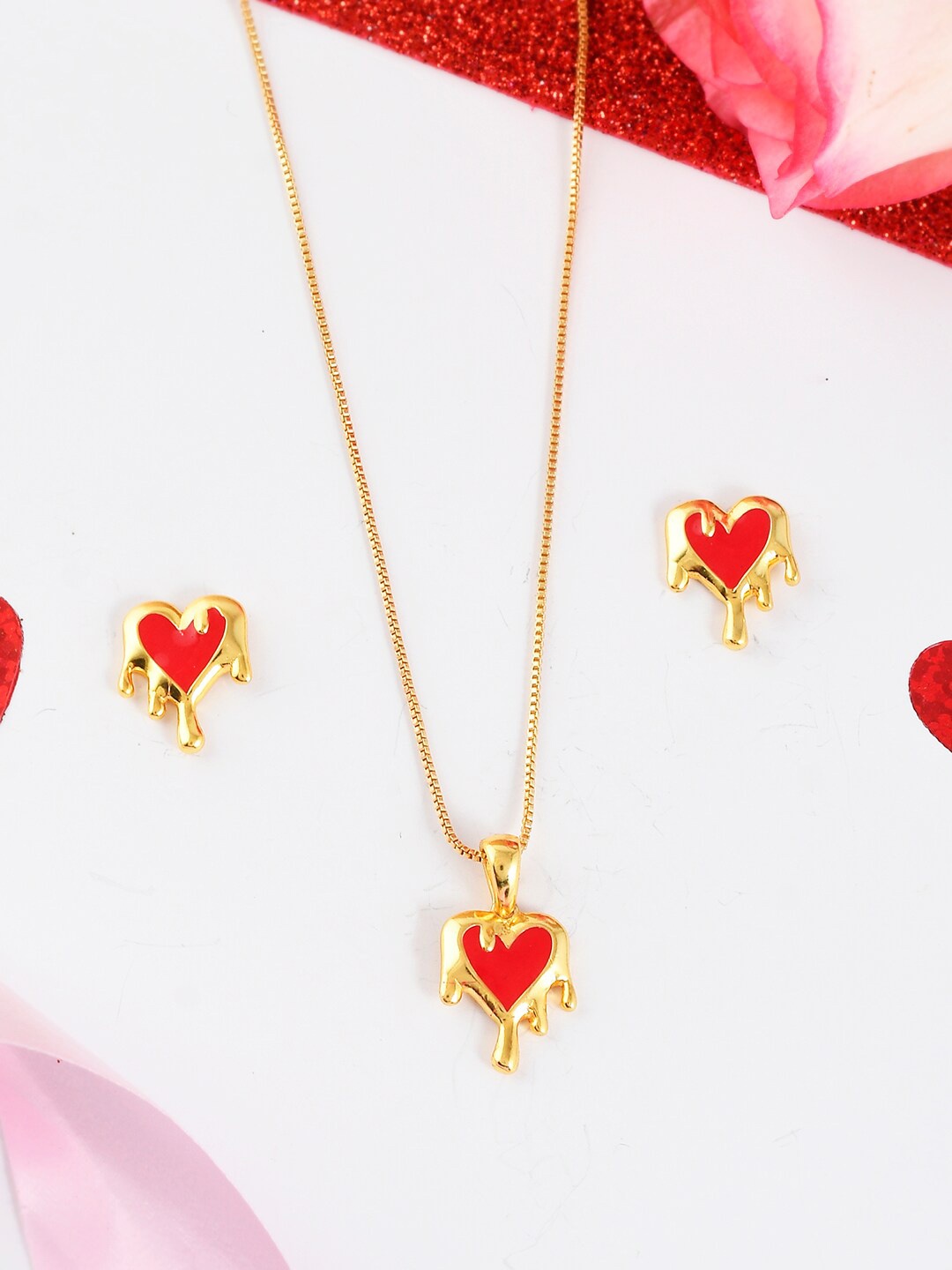 

Voylla Gold-Plated Melting Hearts Jewellery Set