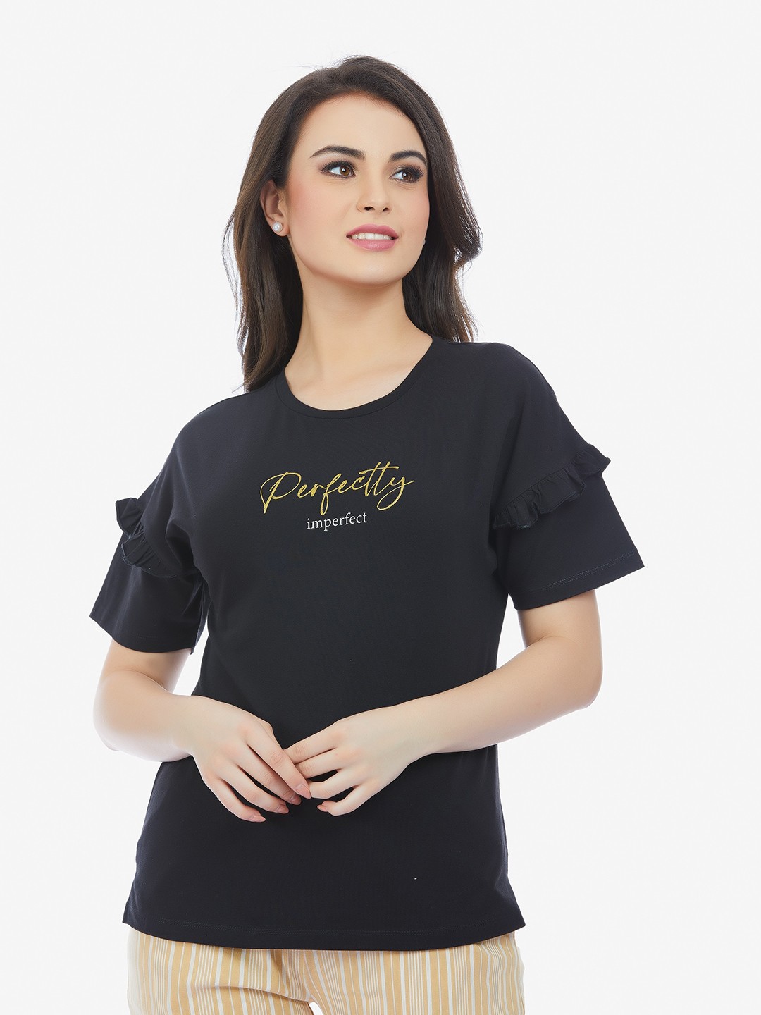 

MAYSIXTY Women Black Printed Night suit