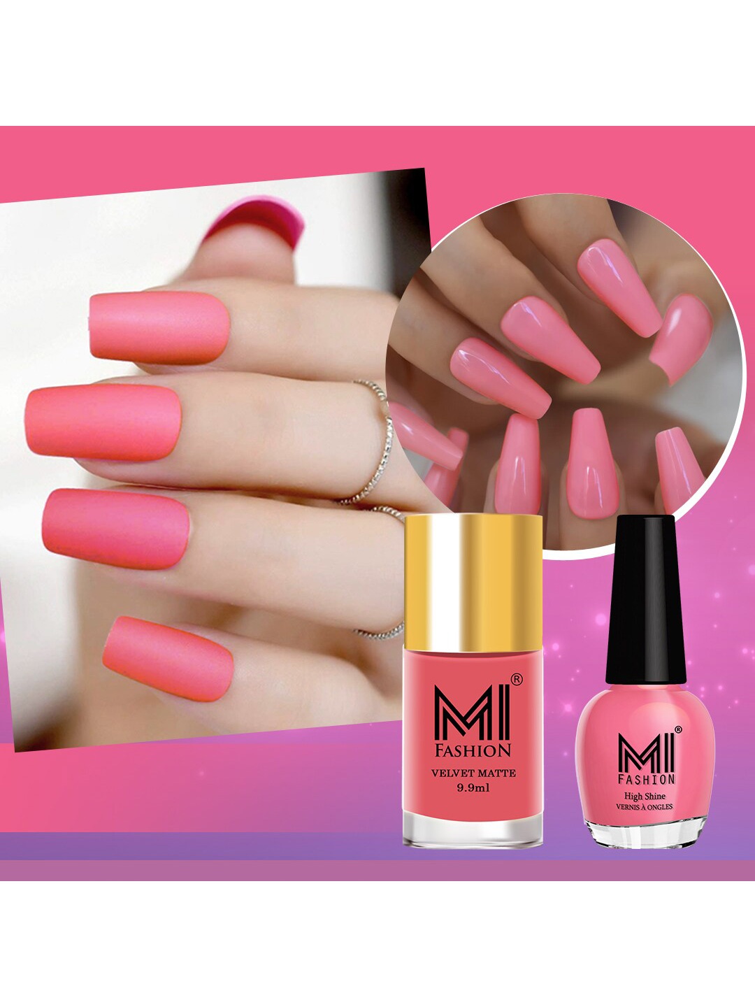 

MI FASHION Set of 2 Nail Polish - Pink