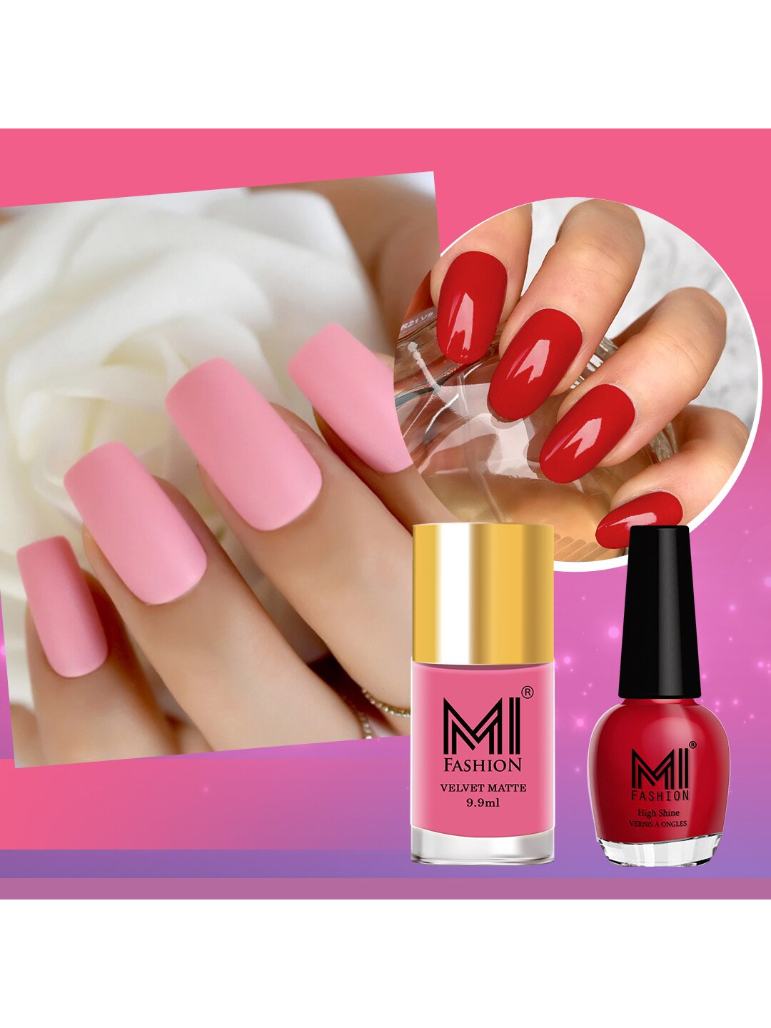 

MI FASHION Velvet Matte & High Shine VERNIS A ONGLES Set Of 2 Long Lasting Glimmer & Grim A Bold and Mysterious Nail Polishes - 24.9ml Royal Blue & Navy Blue