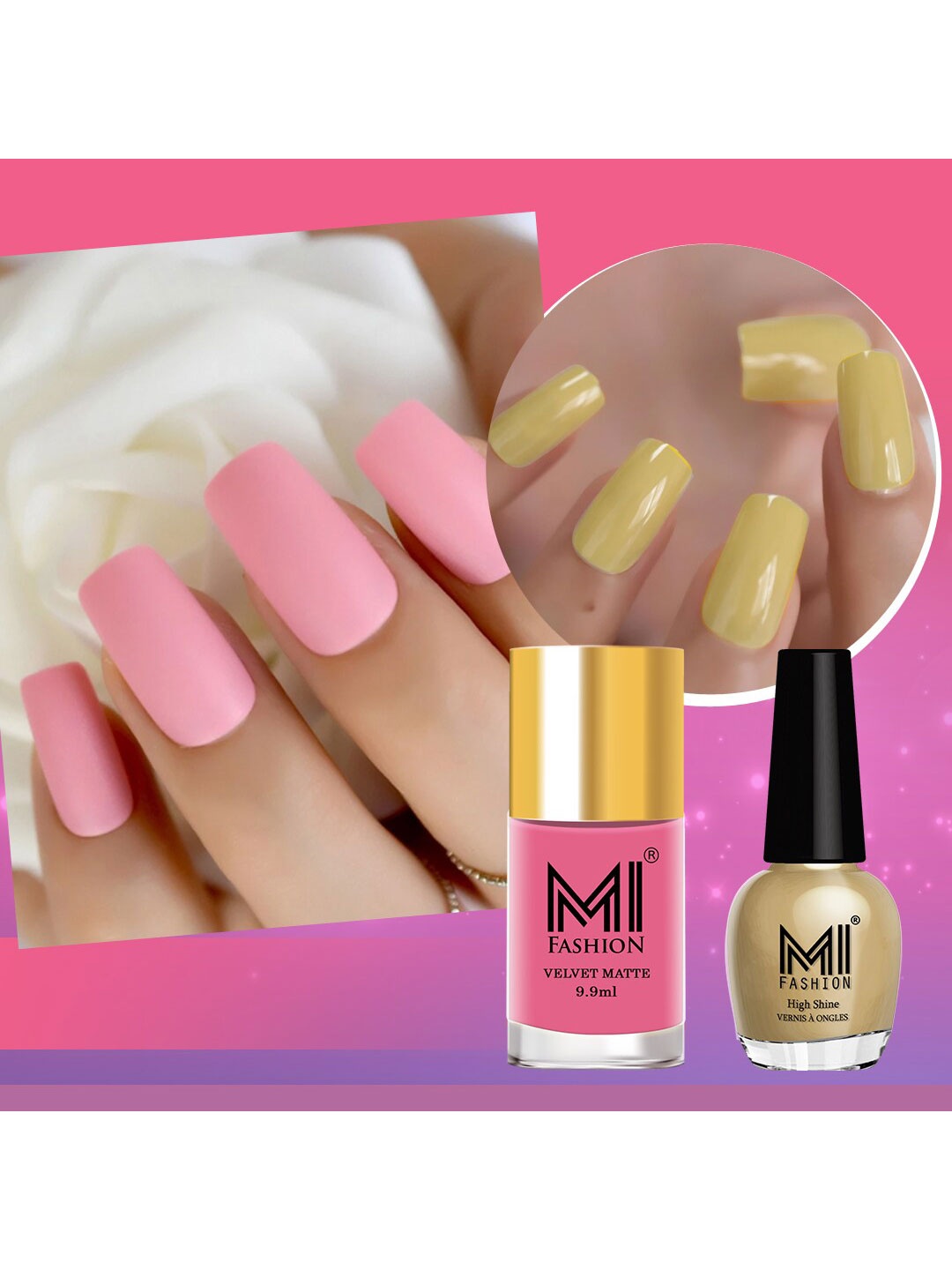 

MI FASHION Set Of 2 Velvet Matte Nail Paint & VERNIS A ONGLES High Shine Sparkle Nail Paint, Navy blue
