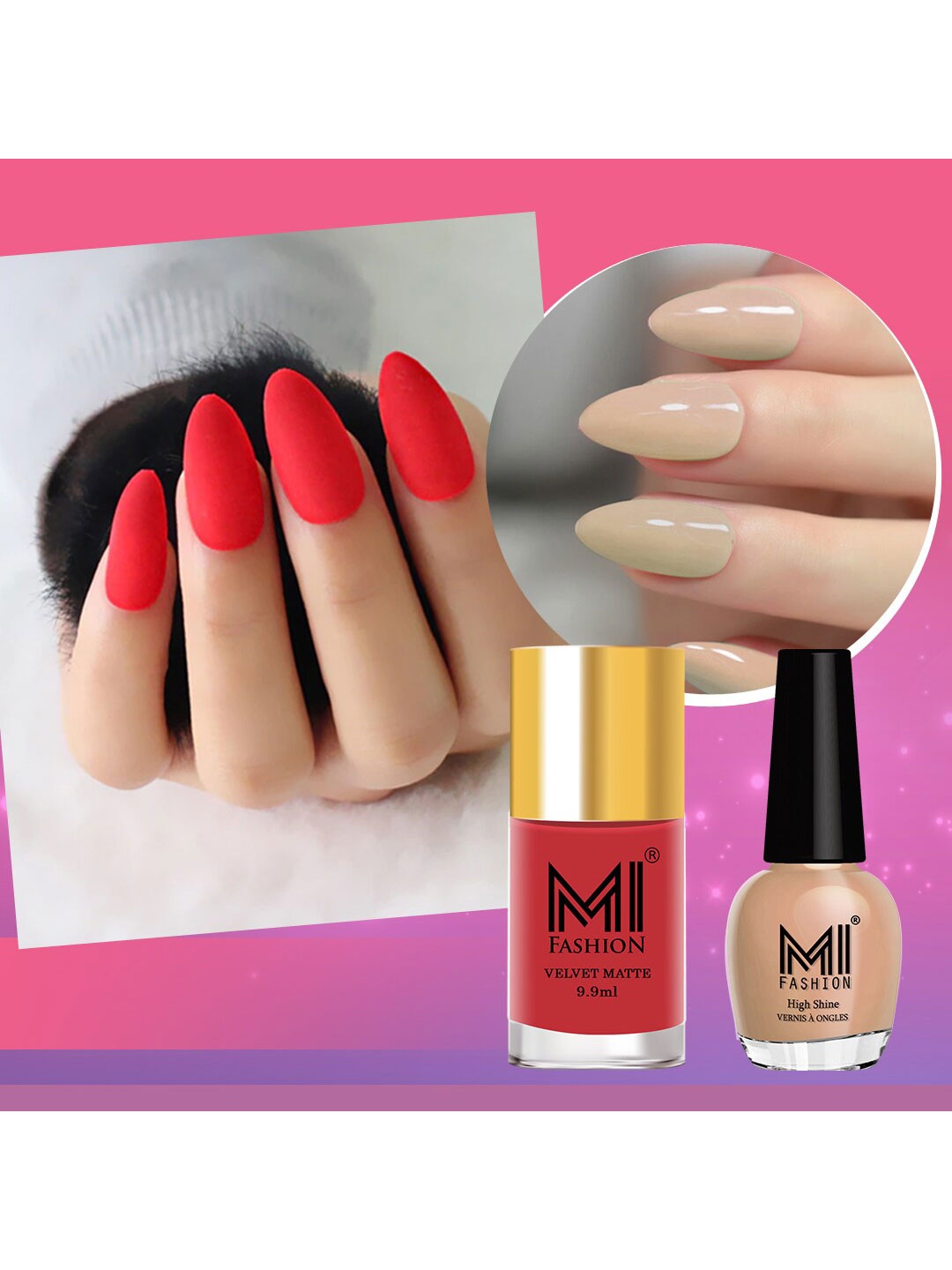

MI FASHION Set of Vernis A Ongles High Shine - 15ml & Velvet Matte - 9.9ml Nail Polish, Nude