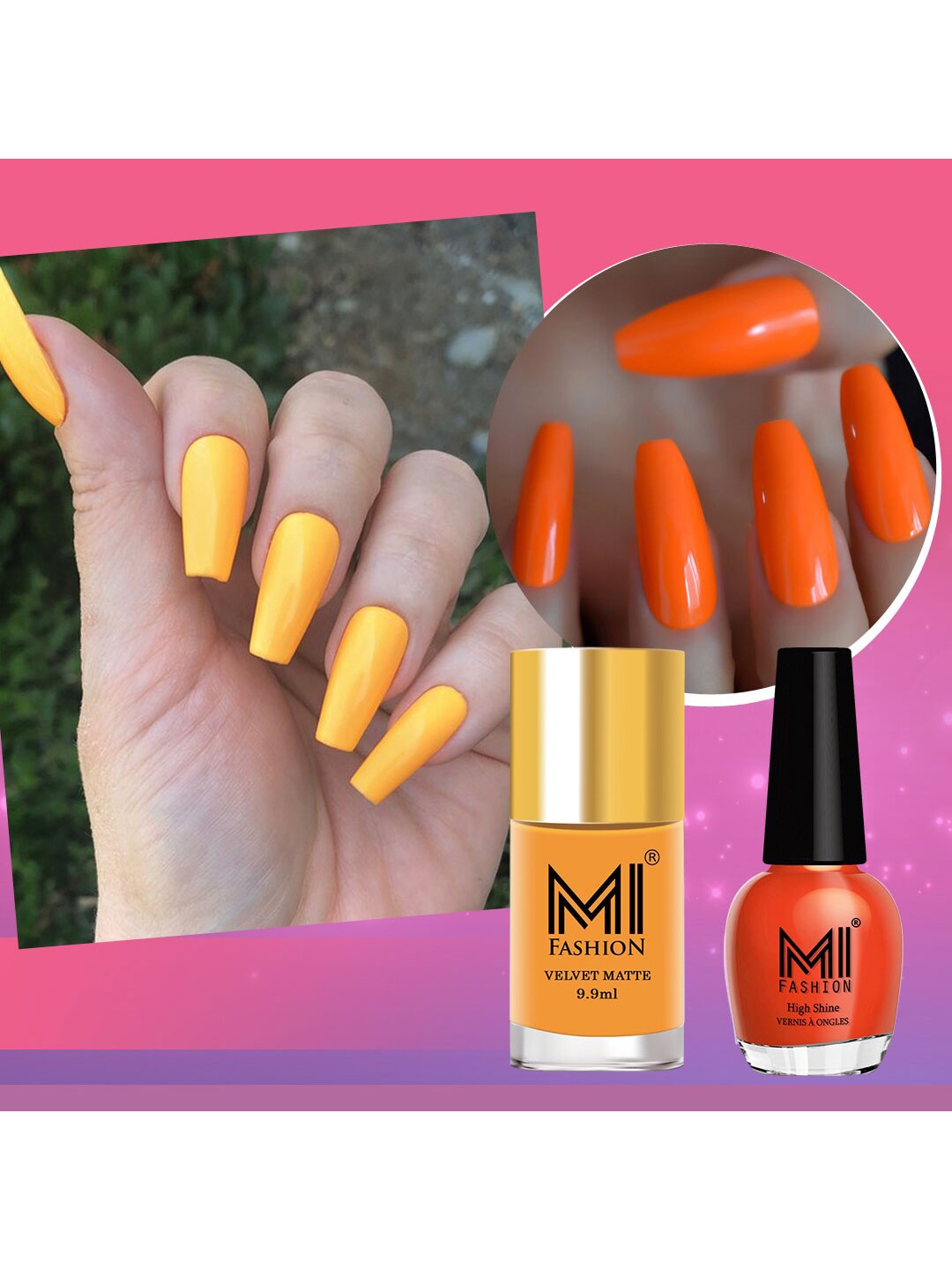 

MI FASHION Set of Vernis A Ongles High Shine - 15ml & Velvet Matte - 9.9ml Nail Polish, Yellow