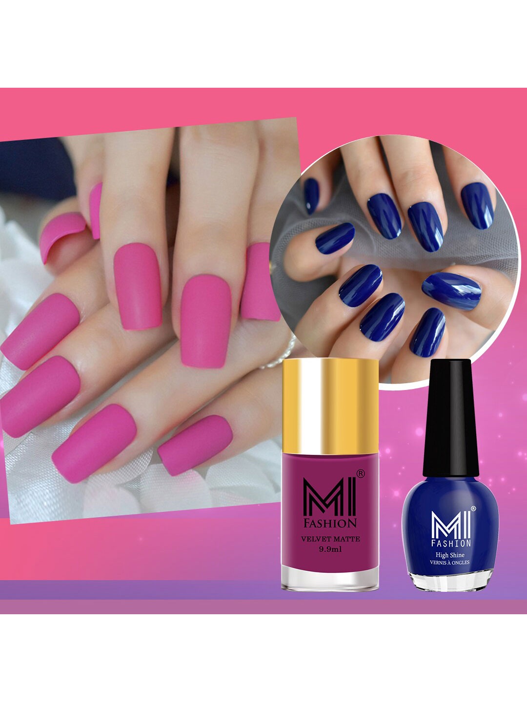 

MI FASHION Set of Vernis A Ongles High Shine - 15ml & Velvet Matte - 9.9ml Nail Polish, Purple