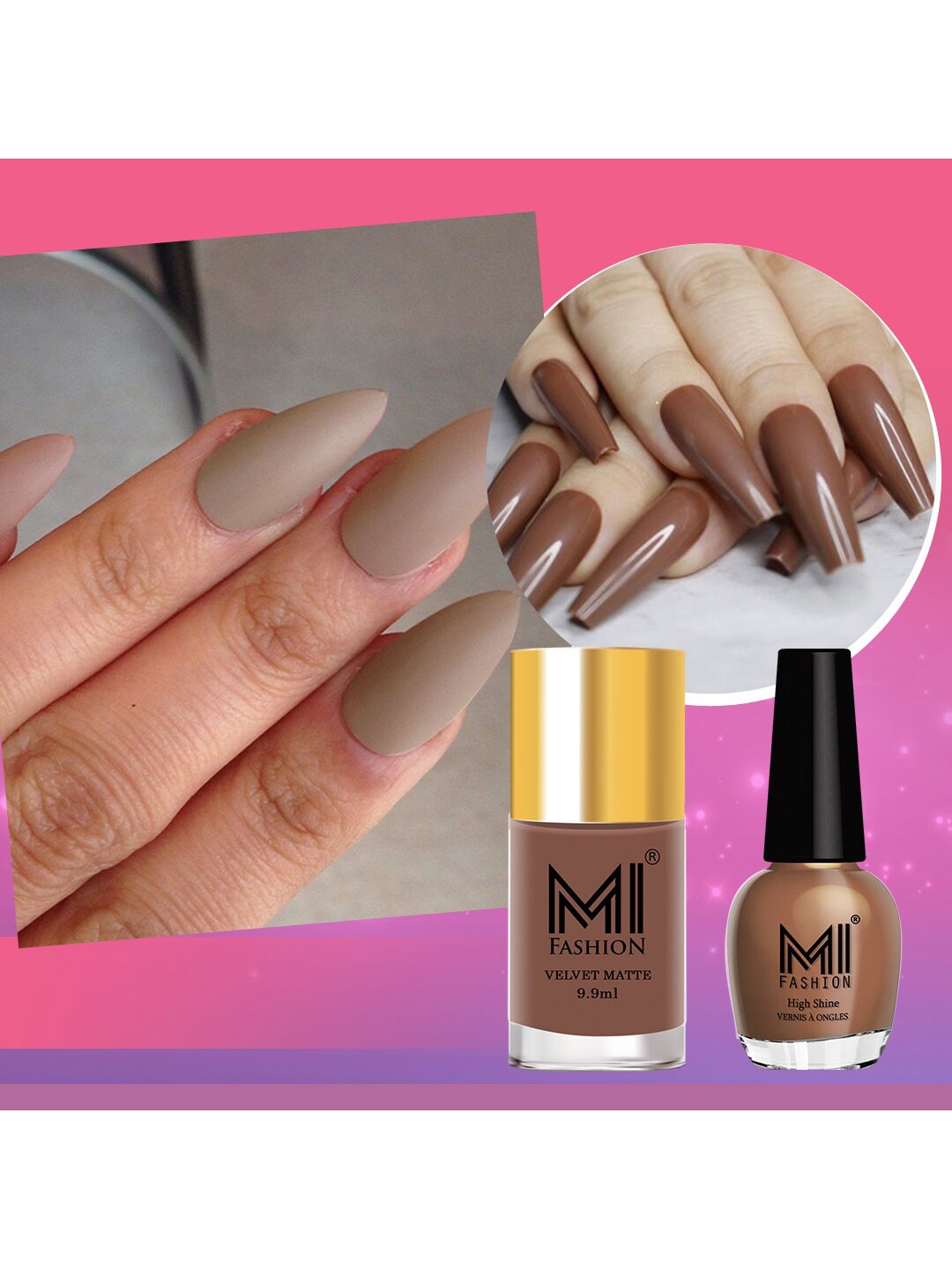 

MI FASHION Set of Vernis A Ongles High Shine - 15ml & Velvet Matte - 9.9ml Nail Polish, Nude