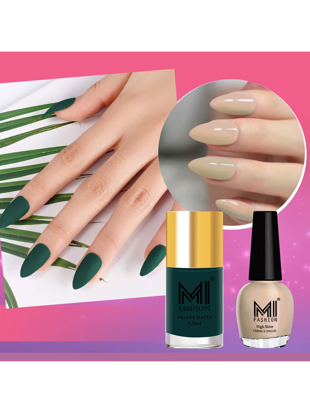 

MI FASHION Set of Vernis A Ongles High Shine - 15ml & Velvet Matte - 9.9ml Nail Polish, Green