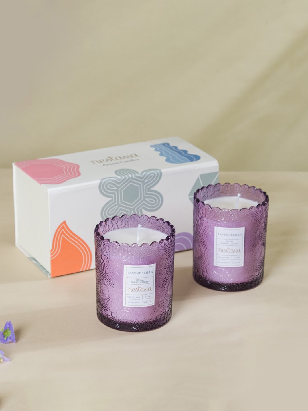 

Nestasia Set of 2 Purple Lavenderilla Scented Soy Wax Votive Candles