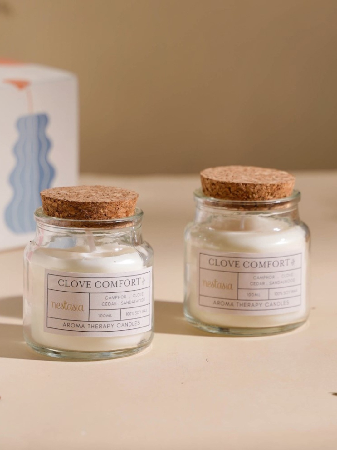 

Nestasia Set of 2 Transparent Clove Scented Glass Candle Jar with Gift Box