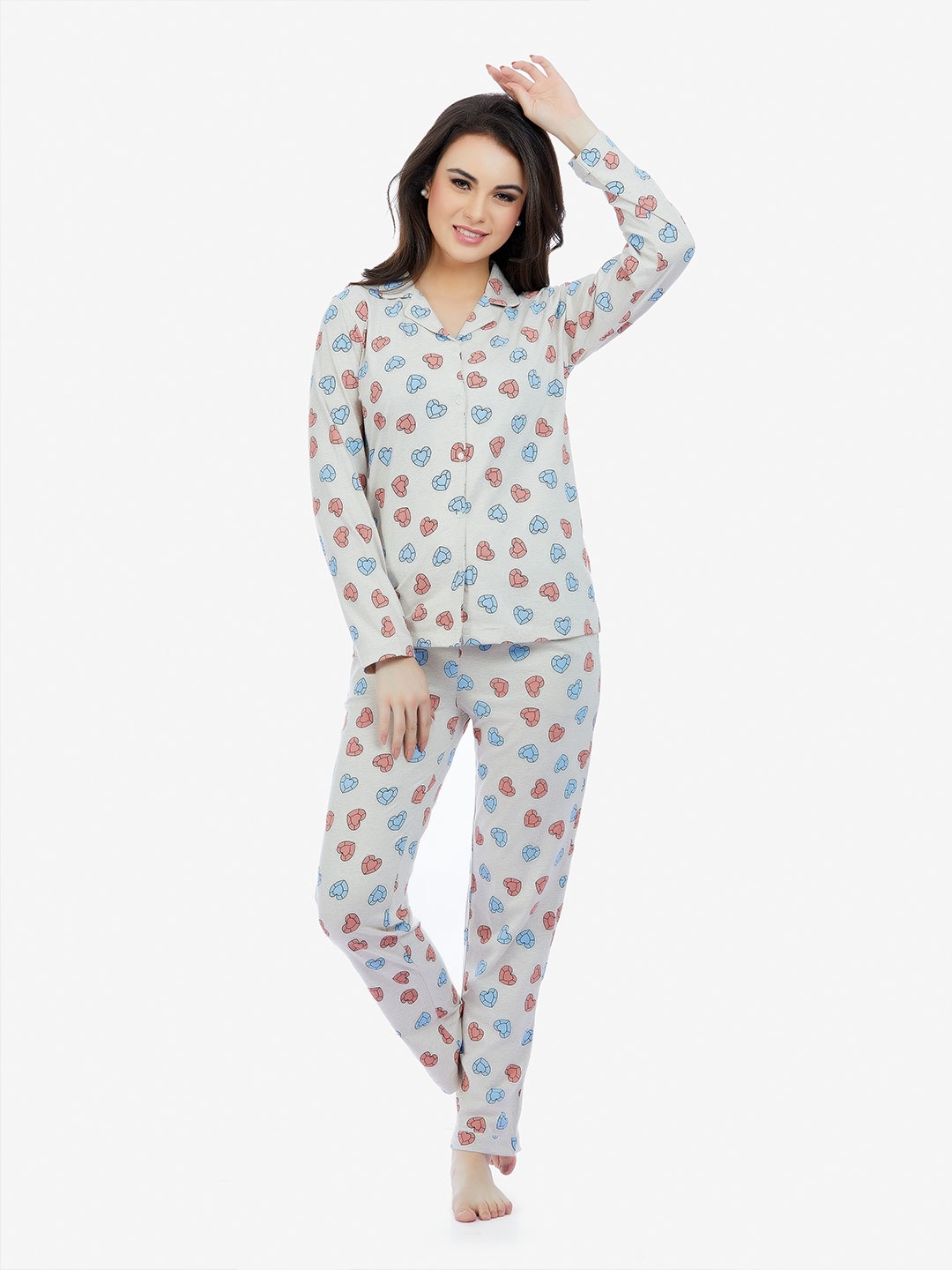 

MAYSIXTY Printed Night suit, Grey