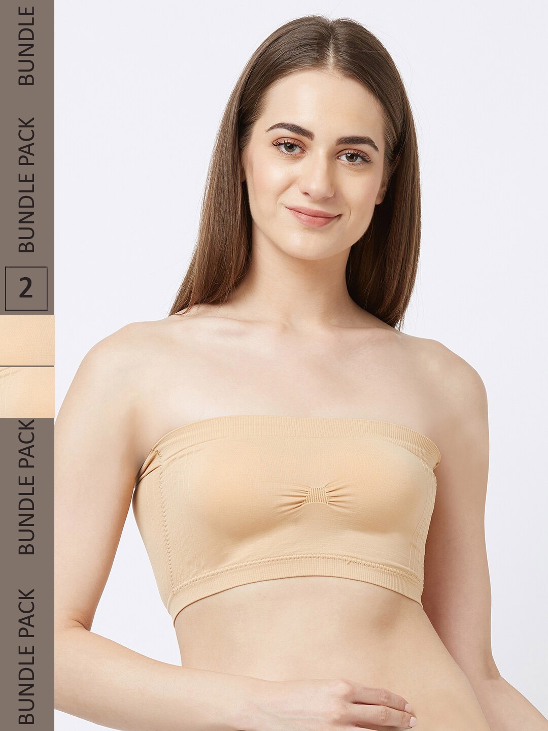 

FashionRack Pack Of 2 Lightly Padded Cotton Bandeau Bra, Beige