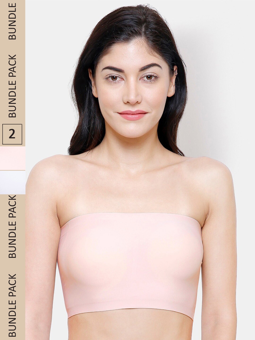 

FashionRack Pack Of 2 Lightly Padded Bandeau Bra, Beige