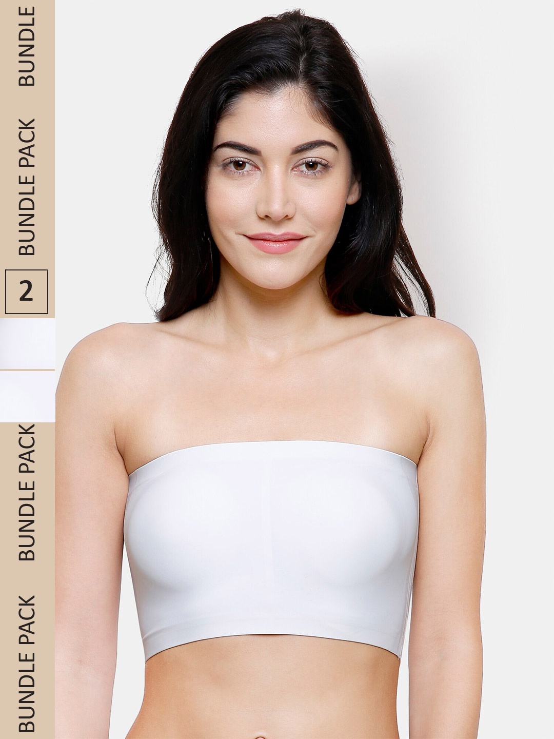 

FashionRack Pack Of 2 Lightly Padded Bandeau Bra, White