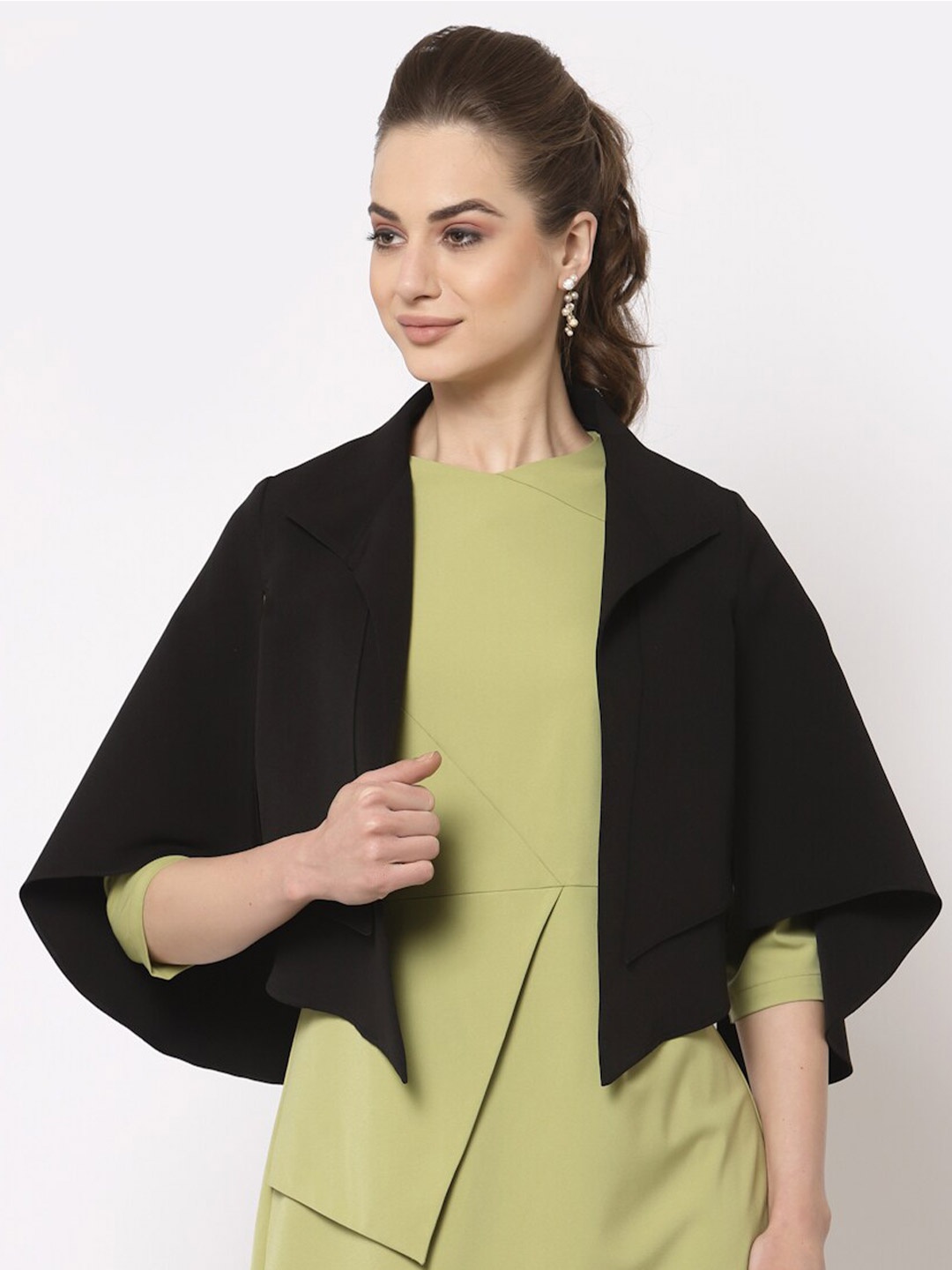 

OFFICE & YOU Women Crop Cape With Slits Shrug, Black