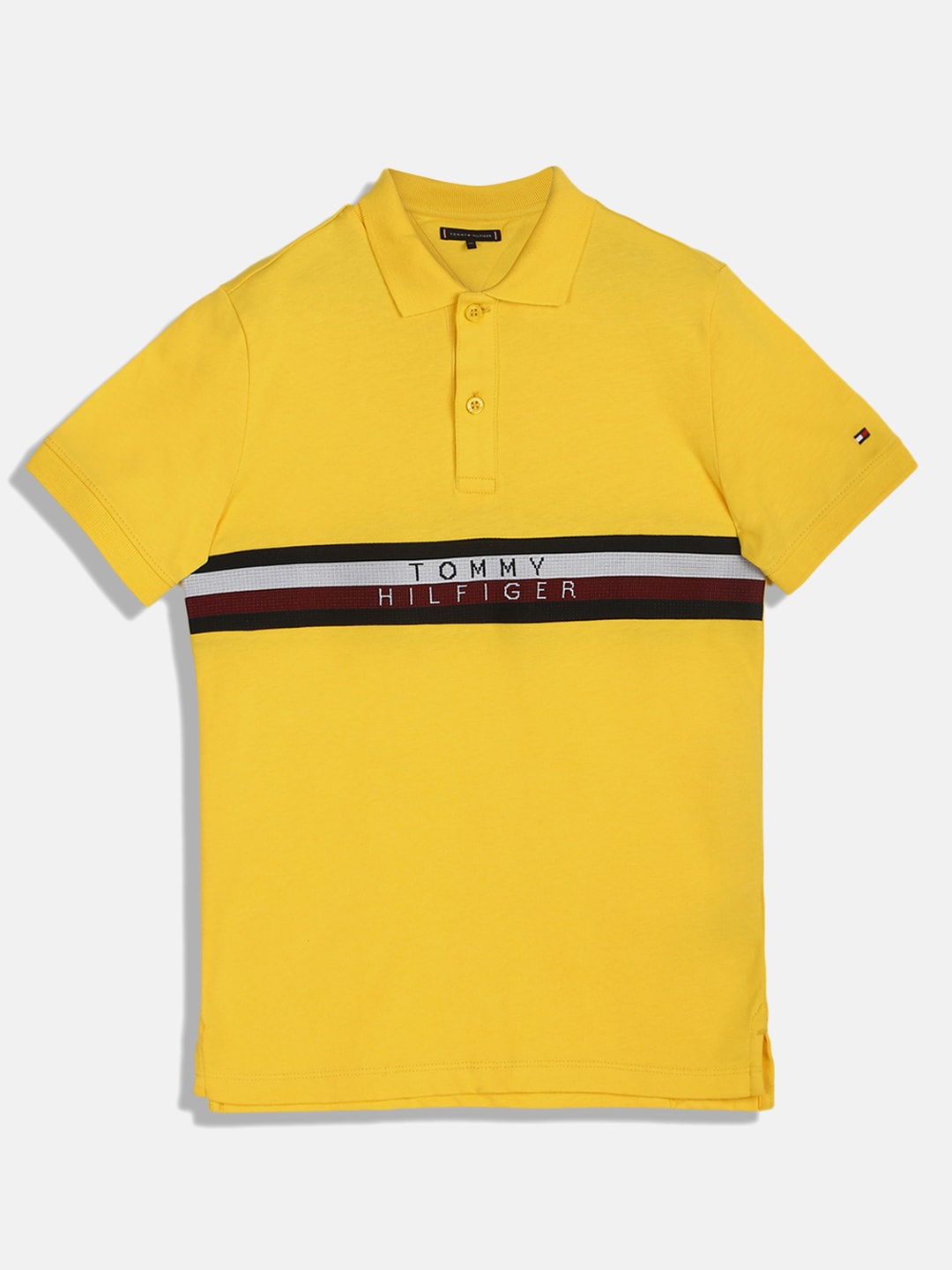 

Tommy Hilfiger Boys Colourblocked Polo Collar Cotton T-shirt, Yellow