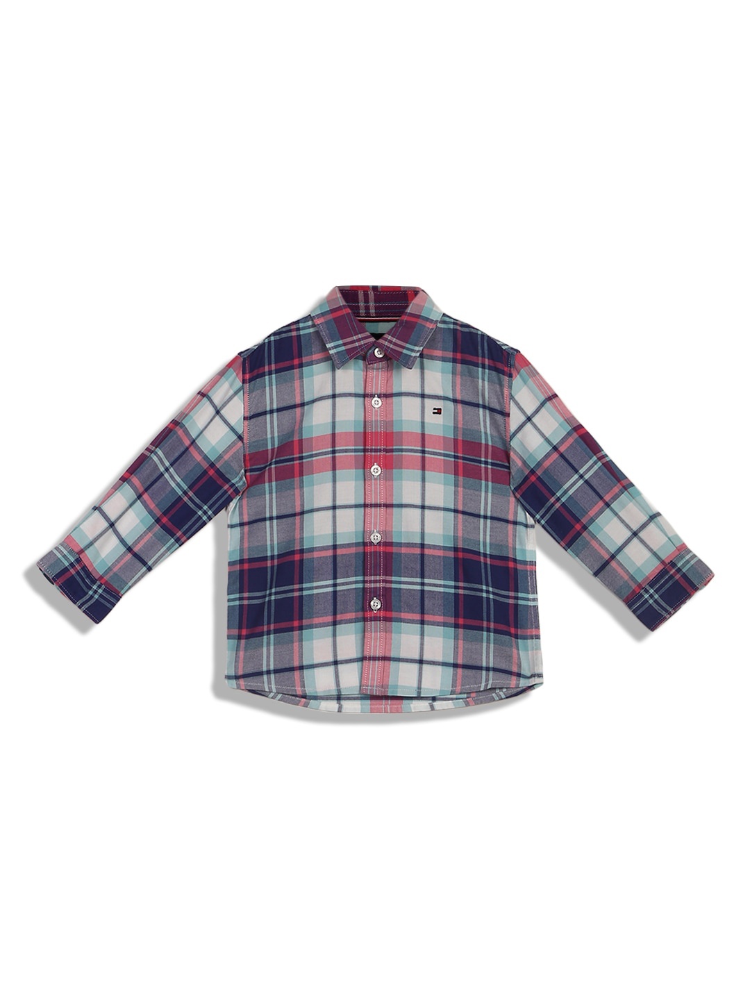 

Tommy Hilfiger Boys Tartan Checks Spread Collar Casual Shirt, Pink