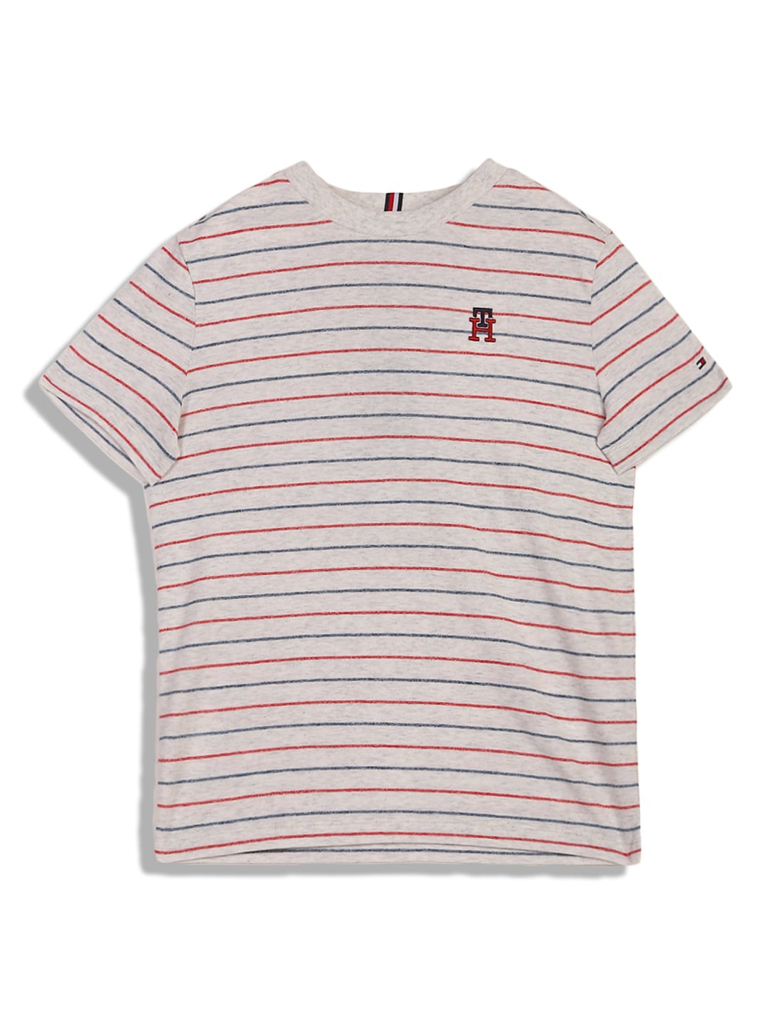 

Tommy Hilfiger Boys Striped Round Neck T-shirt, Grey