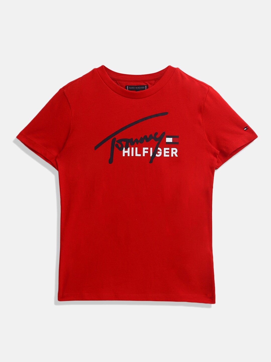 

Tommy Hilfiger Boys Brand Logo Printed Cotton T-shirt, Red