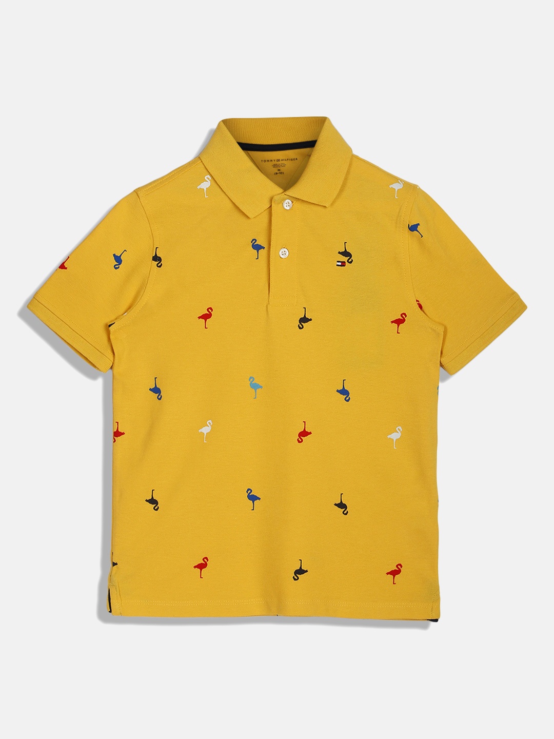 

Tommy Hilfiger Boys Conversational Printed Cotton Polo Collar T-shirt, Yellow