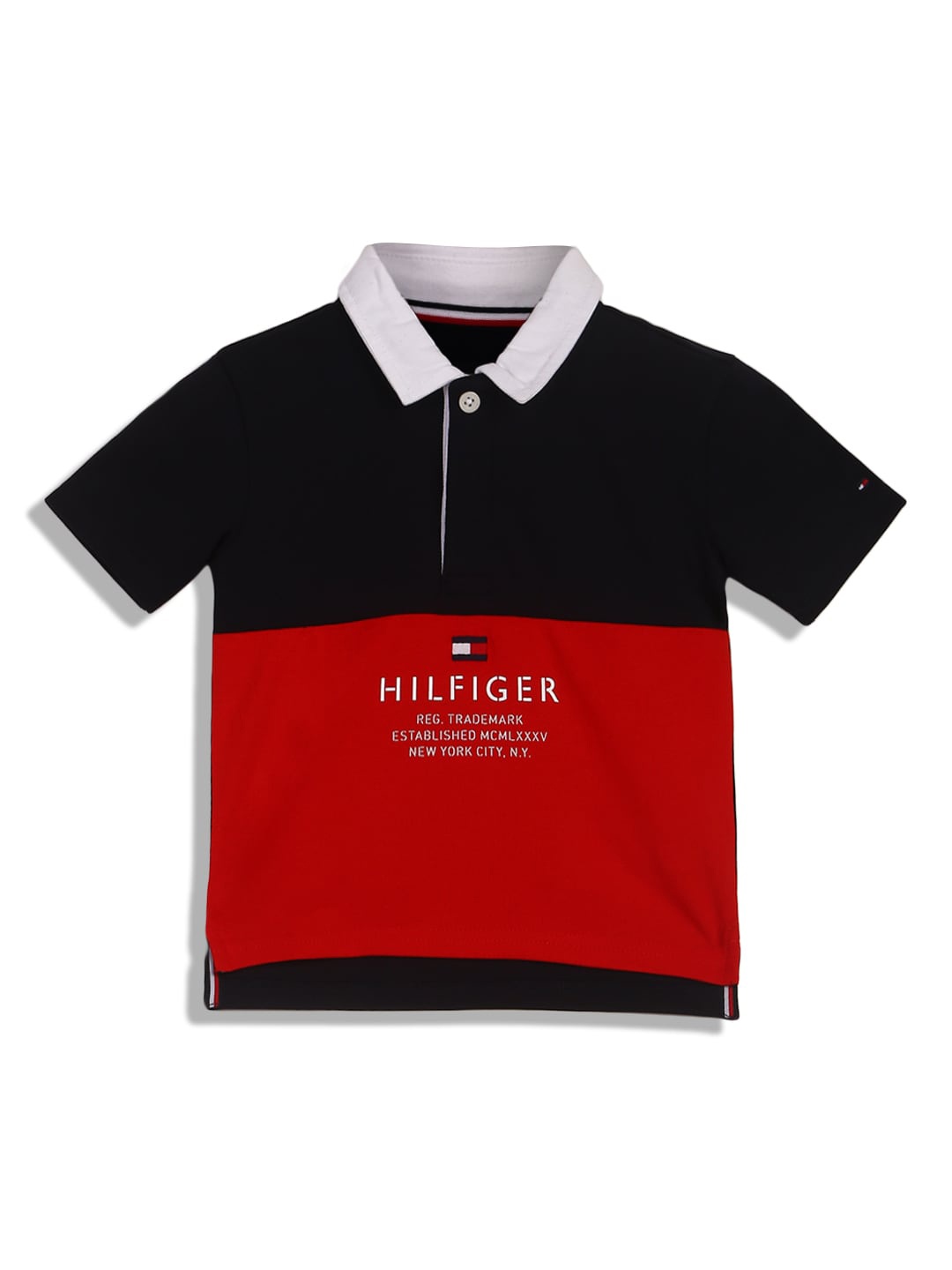 

Tommy Hilfiger Boys Colourblocked Polo Collar T-shirt, Black