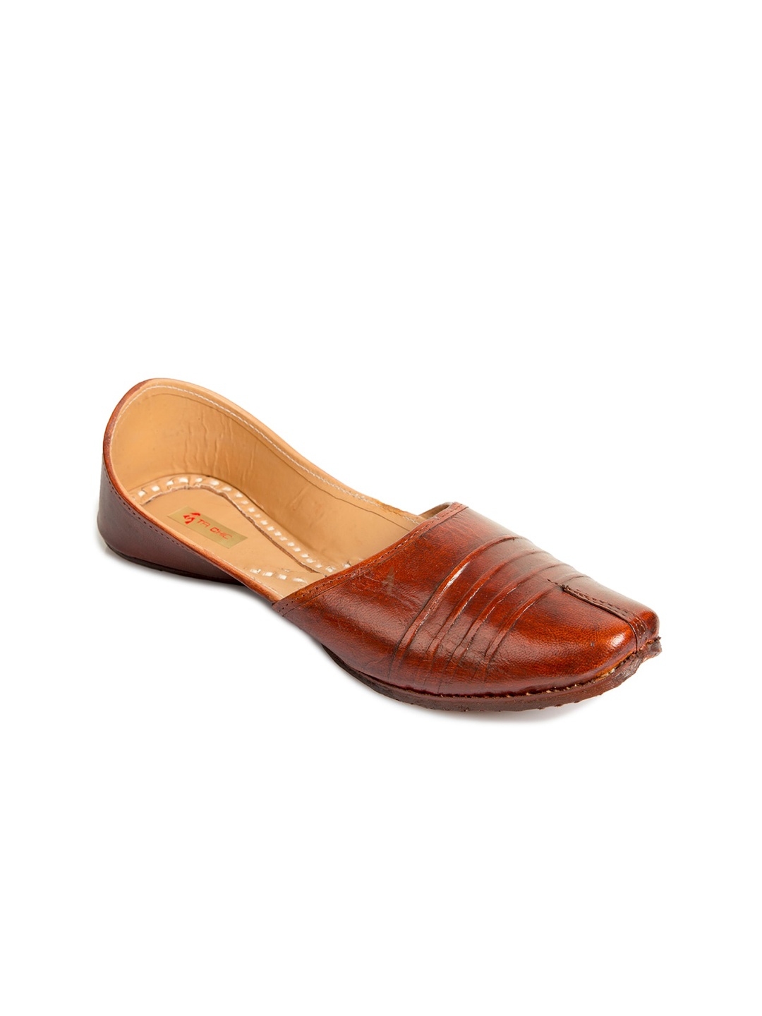 

Ta Chic Men Square Toe Leather Mojaris, Brown