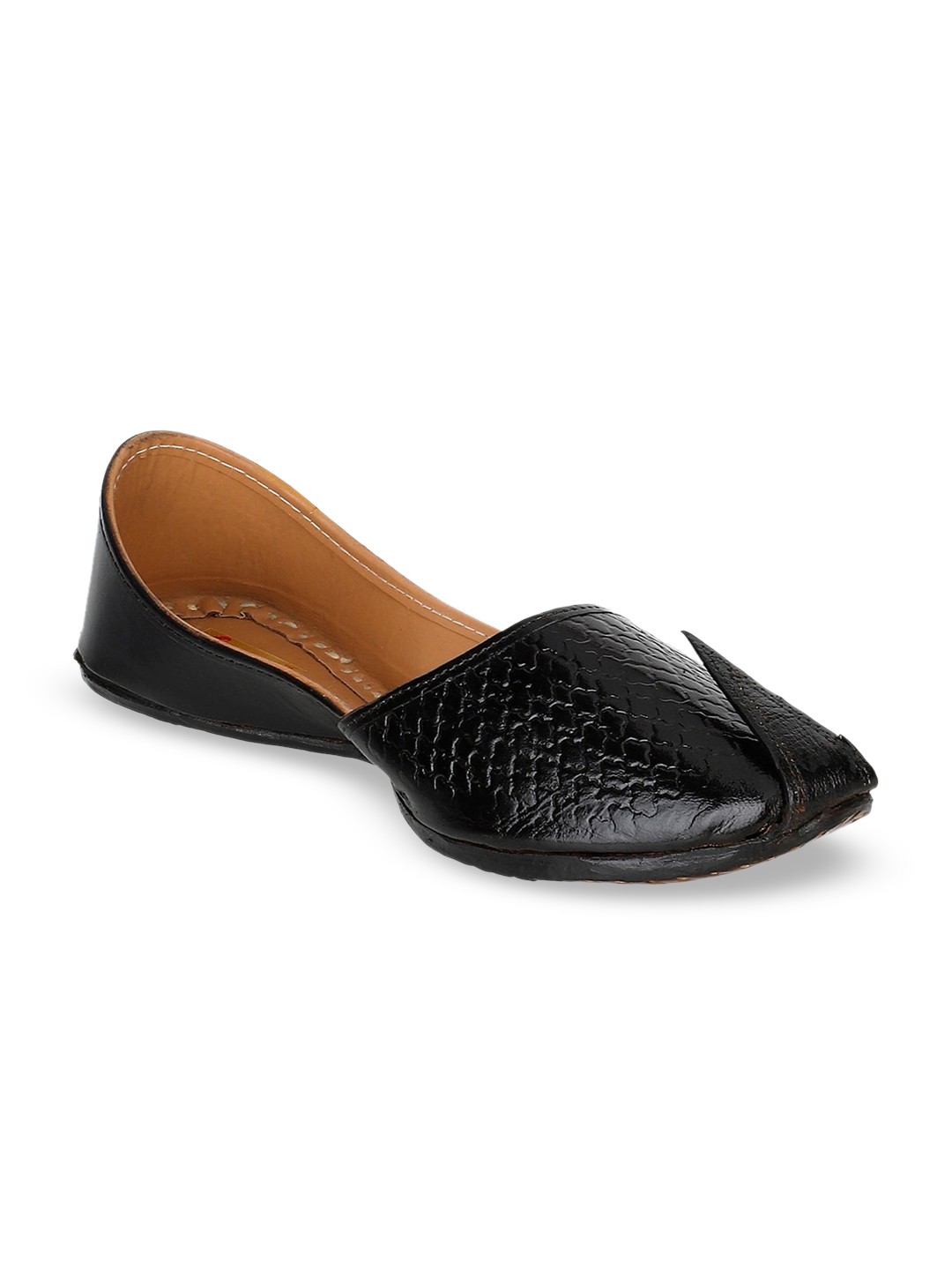 

Ta Chic Men Textured Leather Mojaris, Black