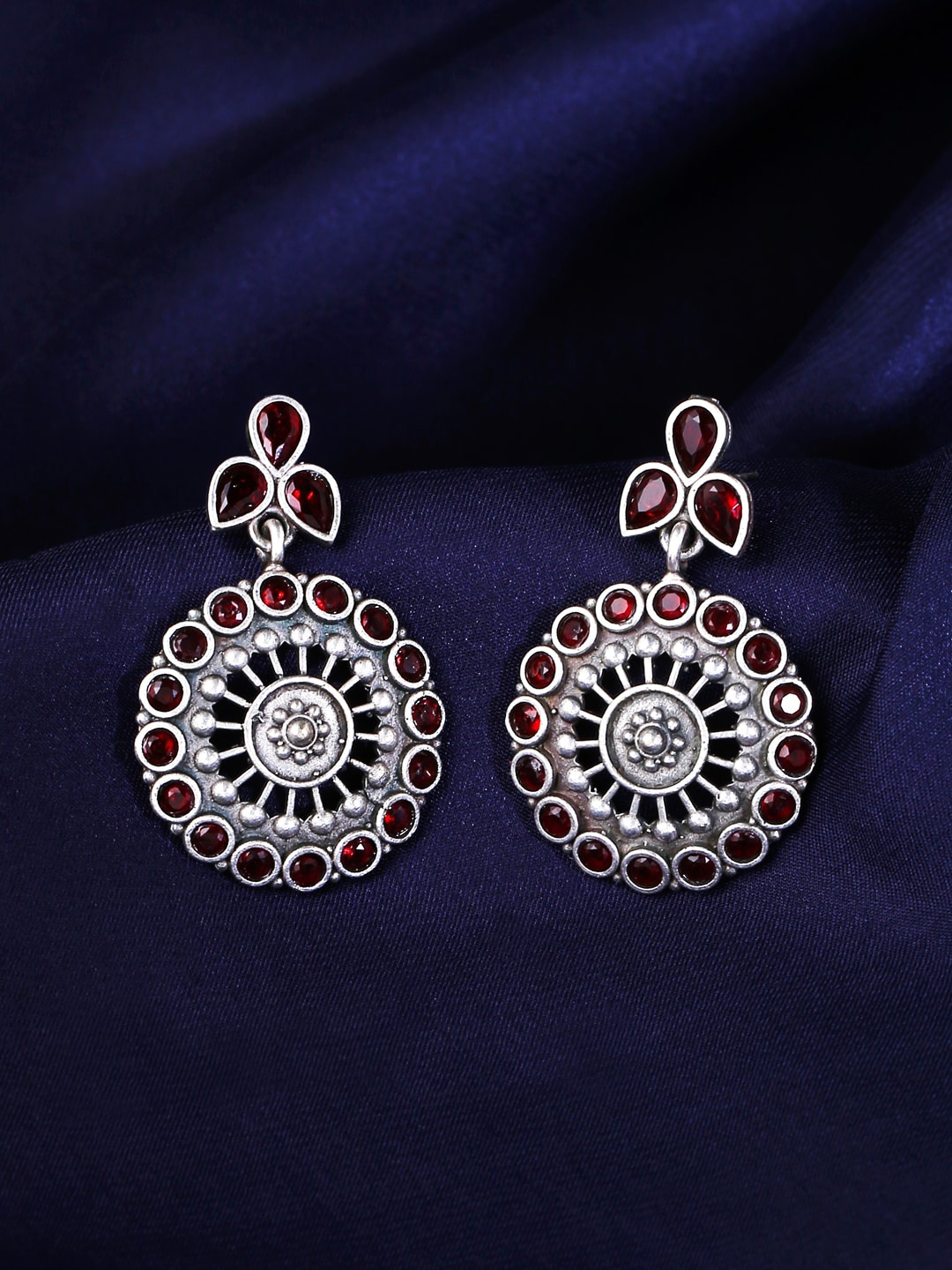 

THE AAB STUDIO Silver-Plated Circular Drop Earrings, Red