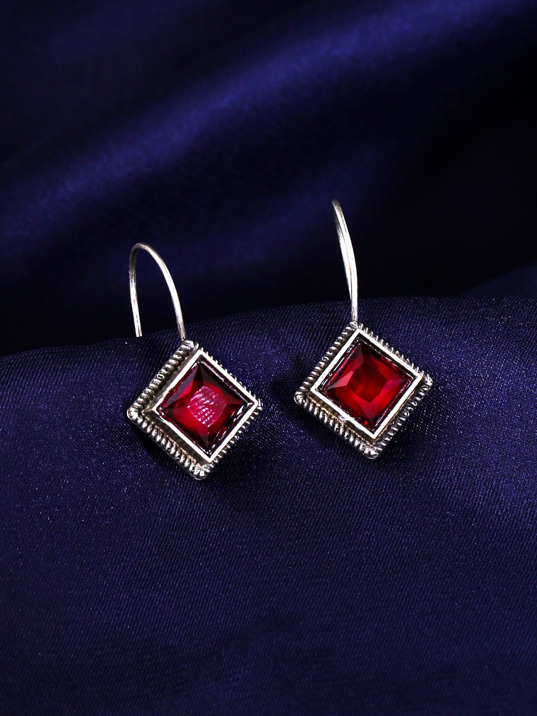 

THE AAB STUDIO Silver-Plated Oxidised Geometric Drop Earrings, Red