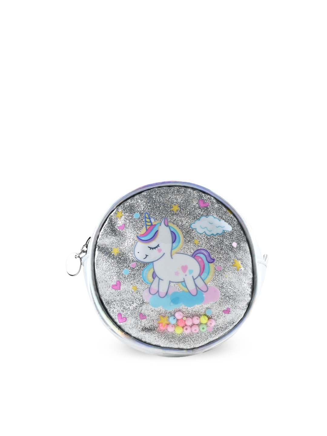 

Asthetika Kids Embellished Applique Structured Sling Bag, Silver