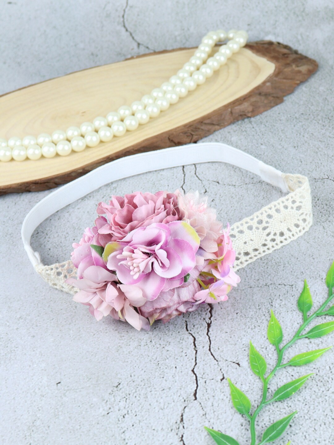 

Asthetika Kids Girls Floral Lace Hairband, Purple