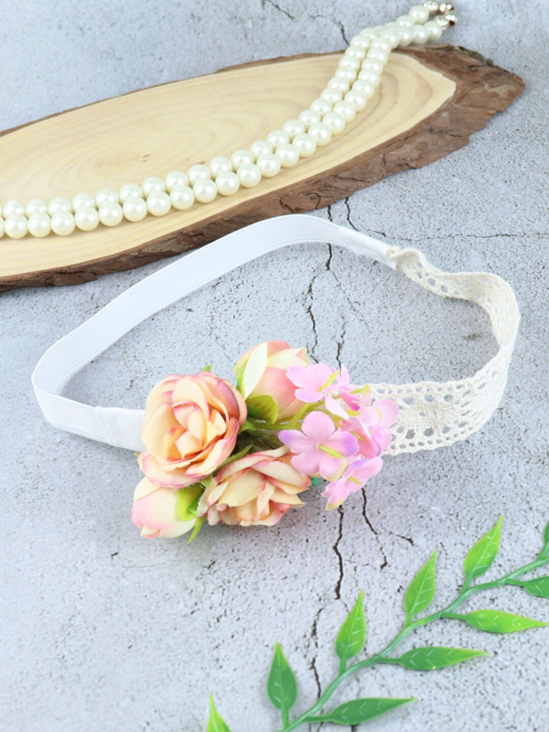 

Asthetika Kids Girls Floral Lace Hairband, Pink