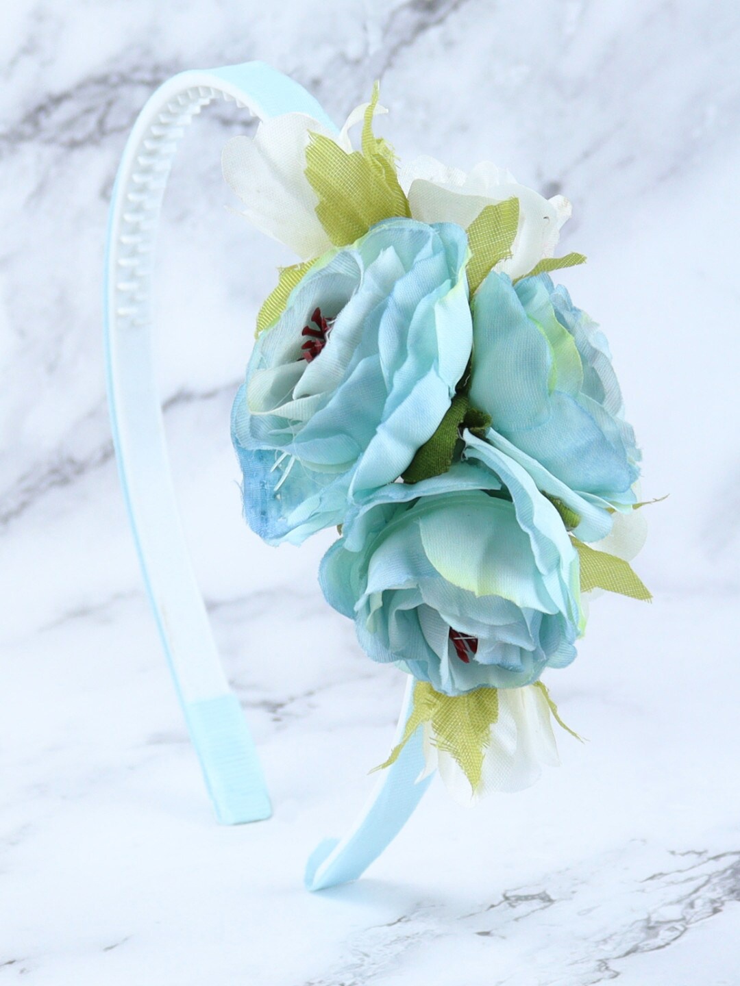 

Asthetika Kids Girls Floral Fabric Hairband, Turquoise blue