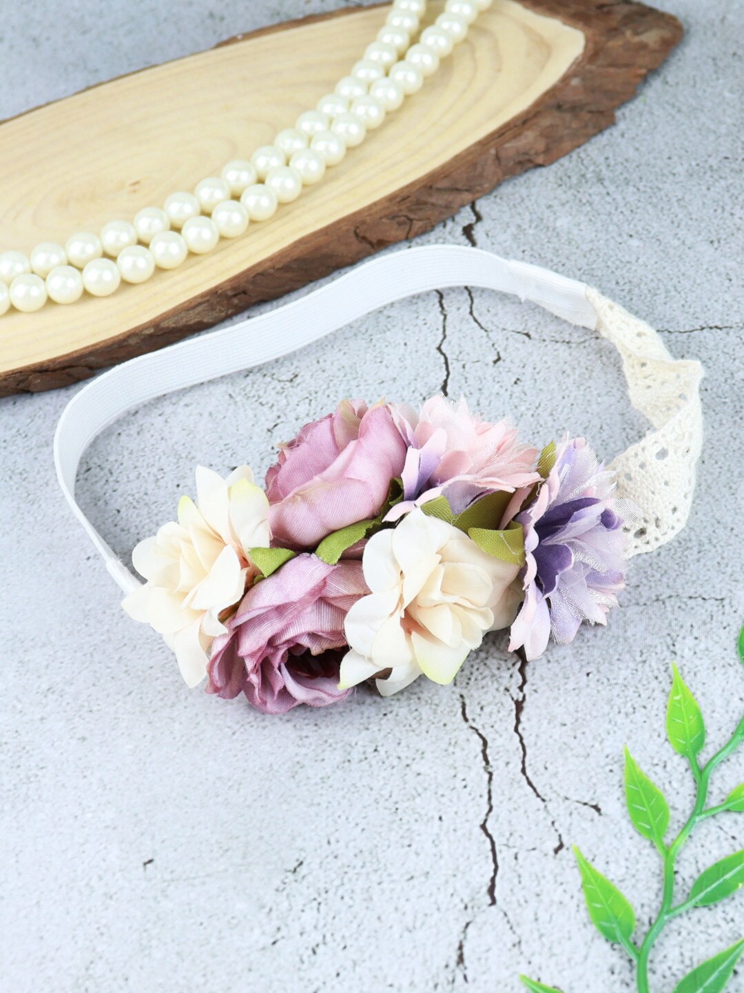 

Asthetika Kids Girls Floral Lace Hairband, Purple