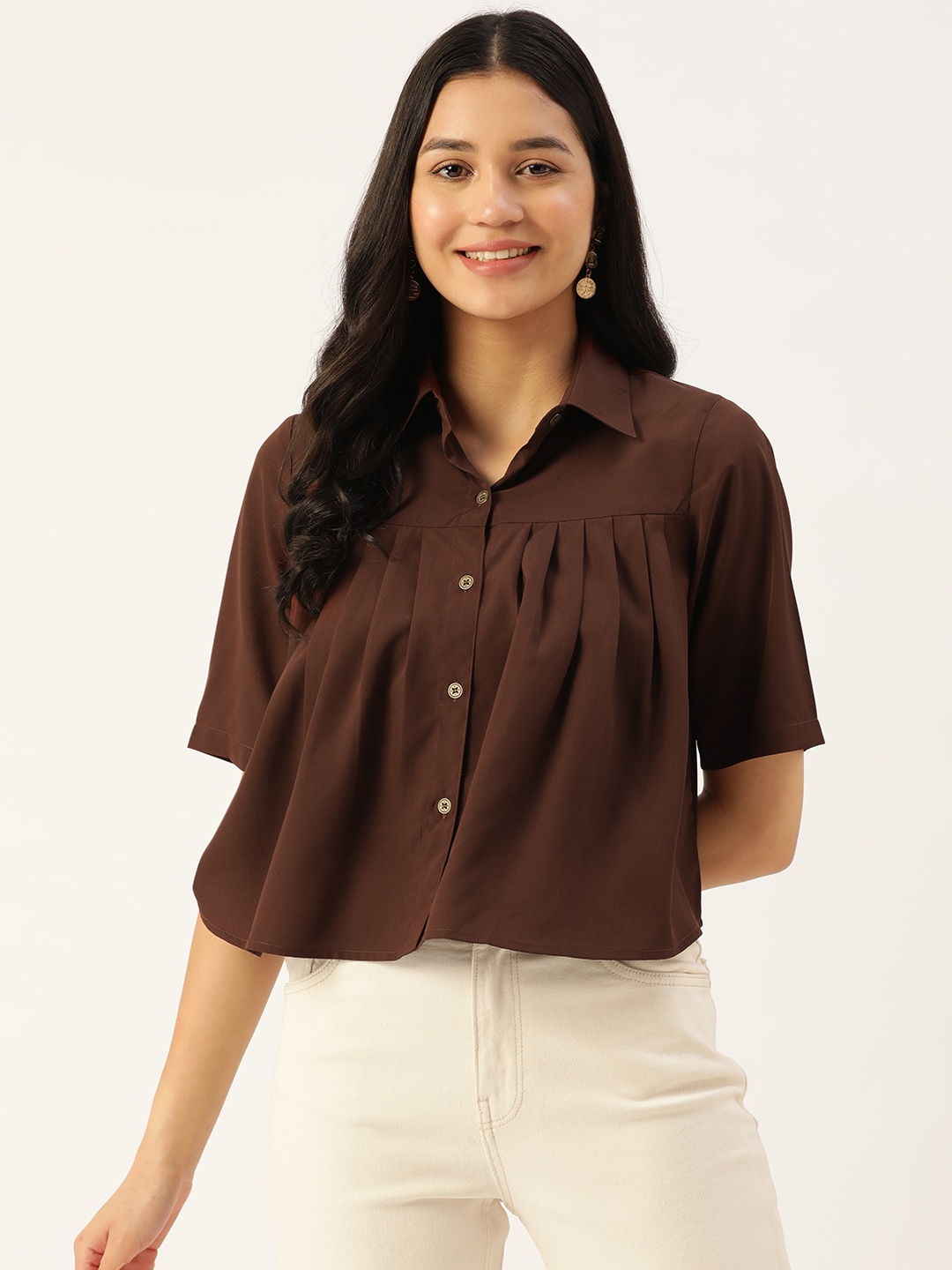 

Slenor Solid Casual Shirt, Brown