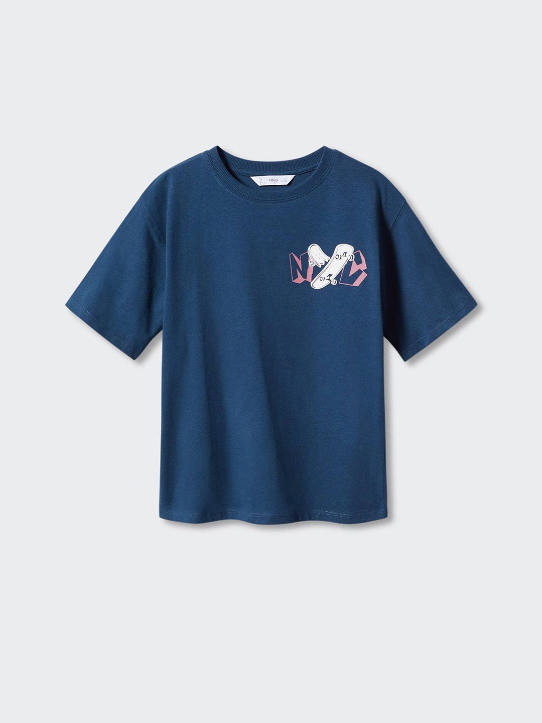 

Mango Kids Boys Pure Cotton Typography Print Detail T-shirt, Navy blue
