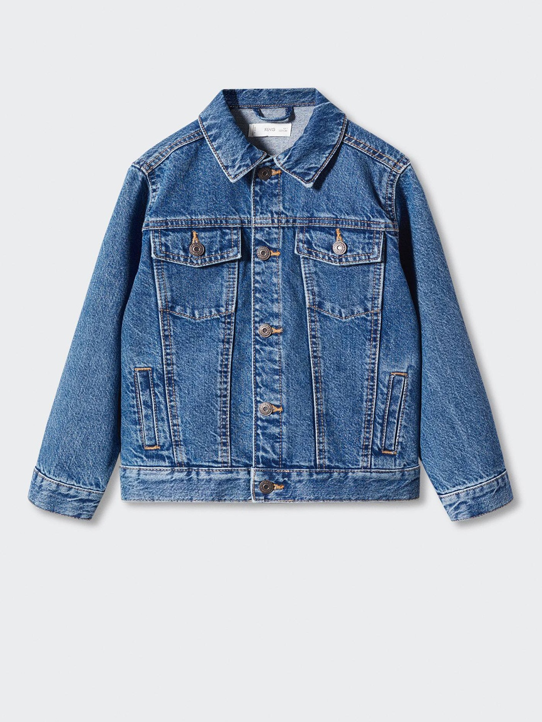 

Mango Kids Boys Washed Effect Pure Cotton Sustainable Denim Jacket, Blue