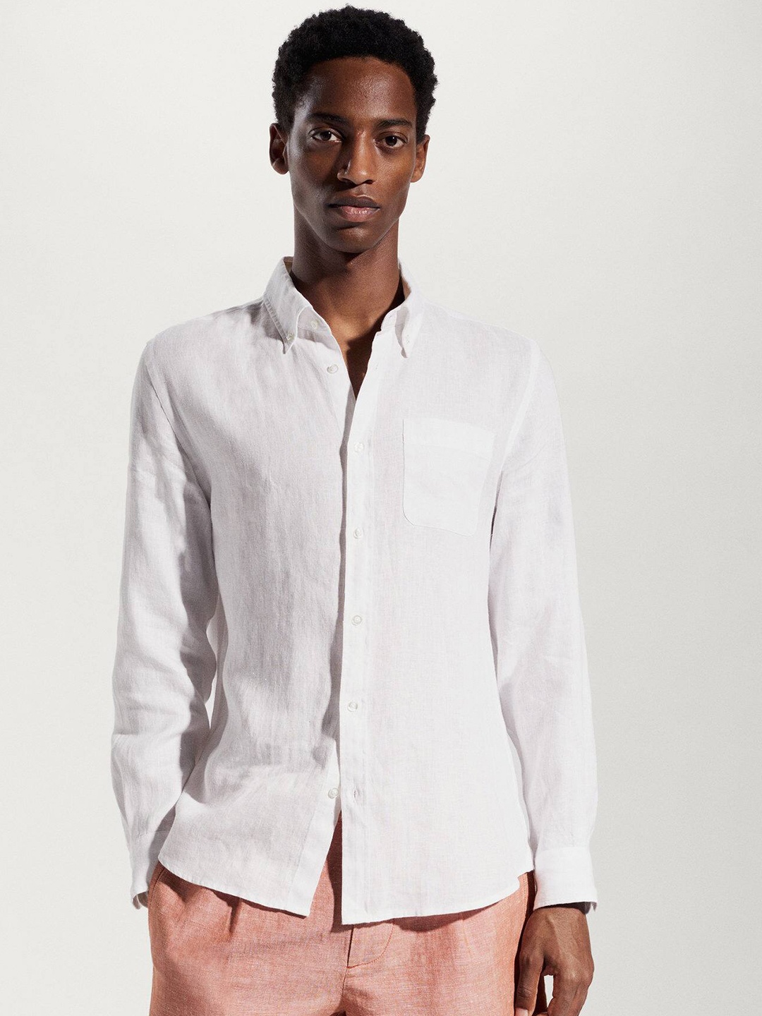 

MANGO MAN Men White Opaque Casual Shirt