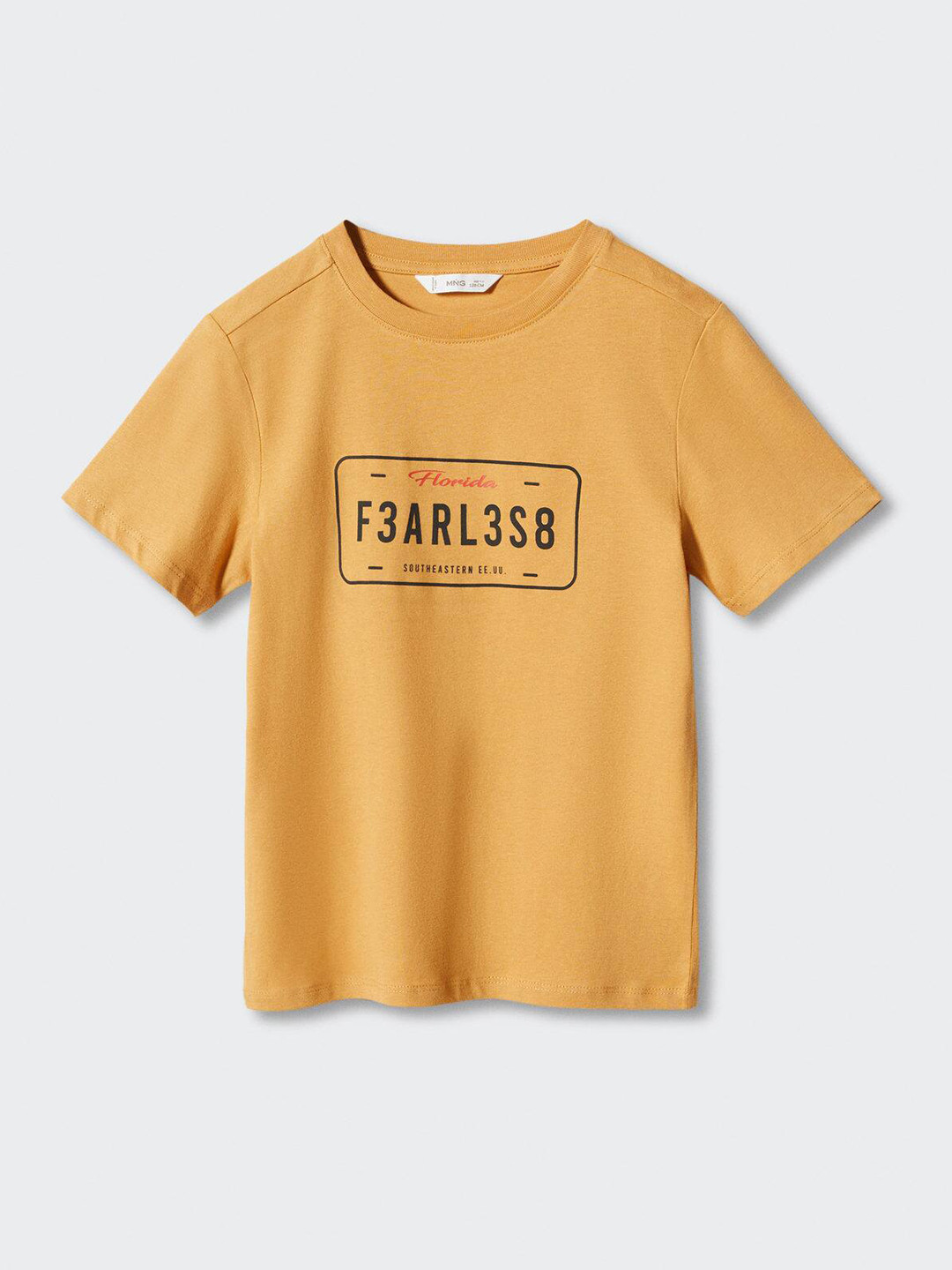 

Mango Kids Boys Printed Pure Cotton Sustainable T-shirt, Mustard