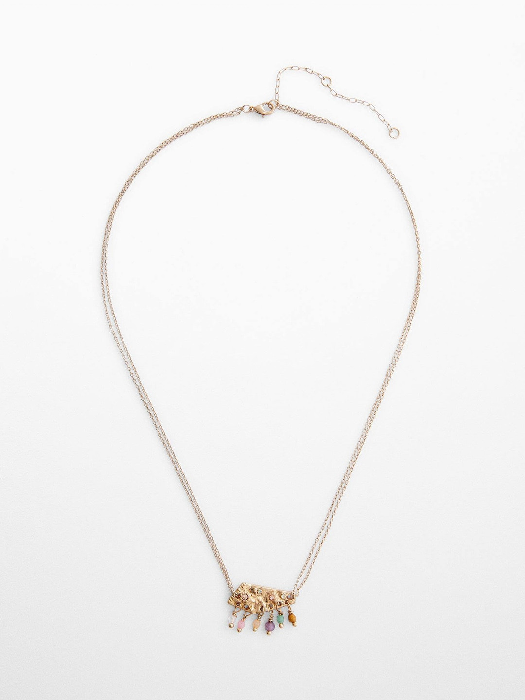 

MANGO Artificial Beads Studded Double Chain Necklace, Gold