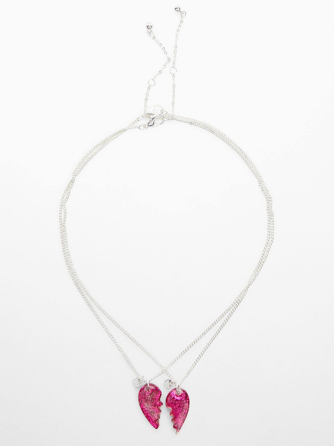 

Mango Kids Girls Set of 2 Half Heart Necklace, Pink