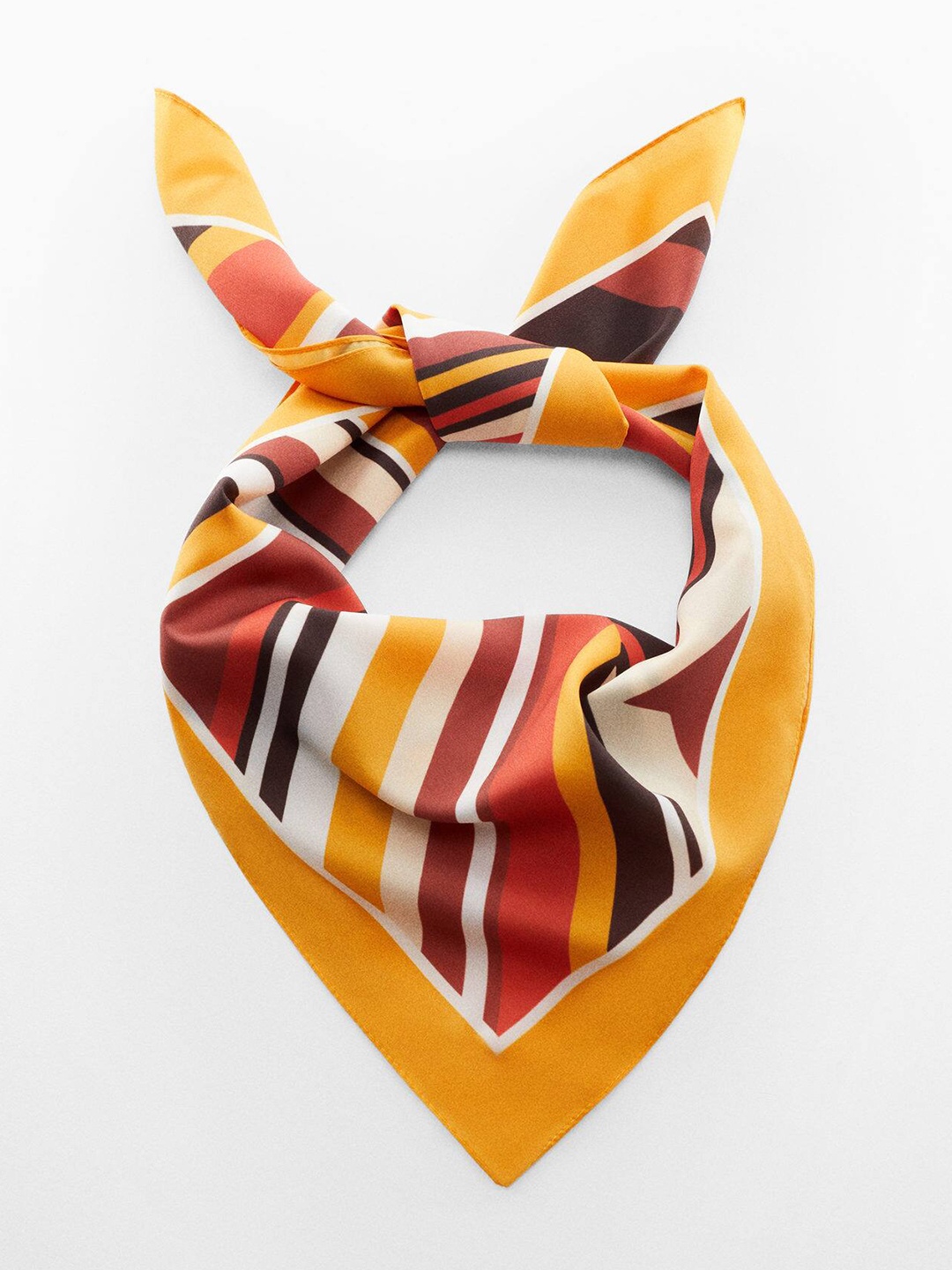 

MANGO Women Striped Scarf, Orange