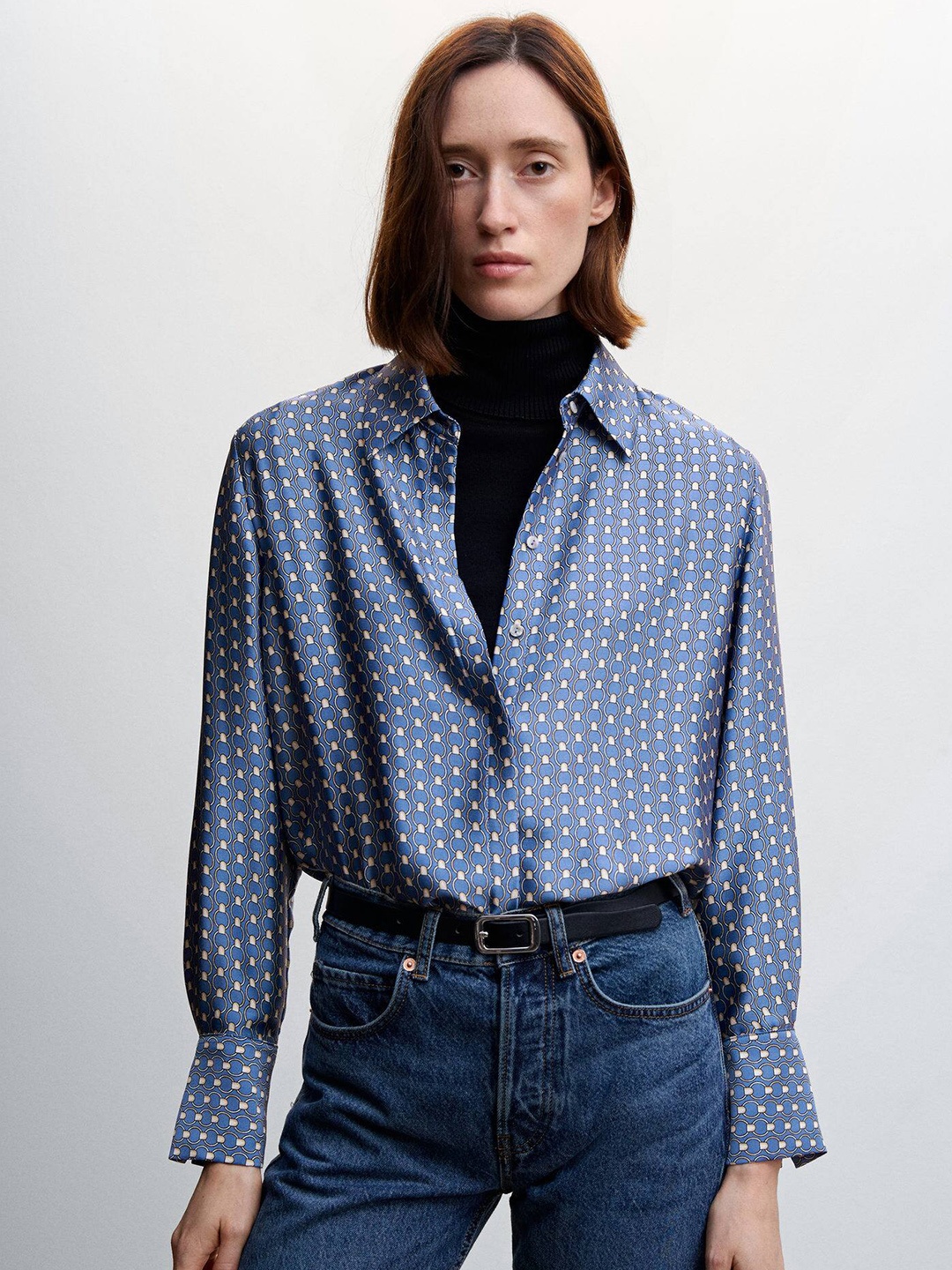 

MANGO Geometric Printed Casual Shirt, Blue