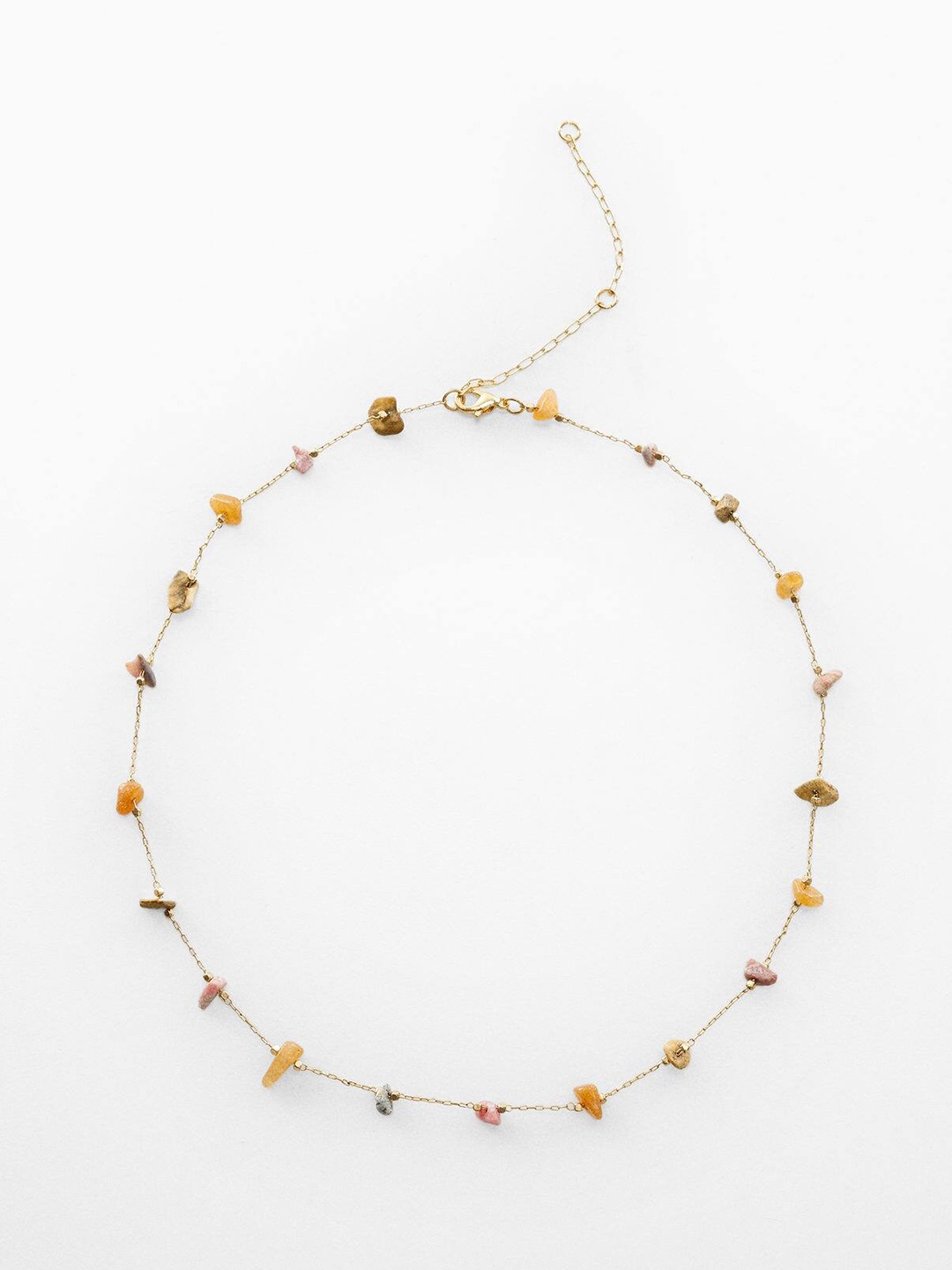 

MANGO Semiprecious Stone Studded Brass Necklace, Gold