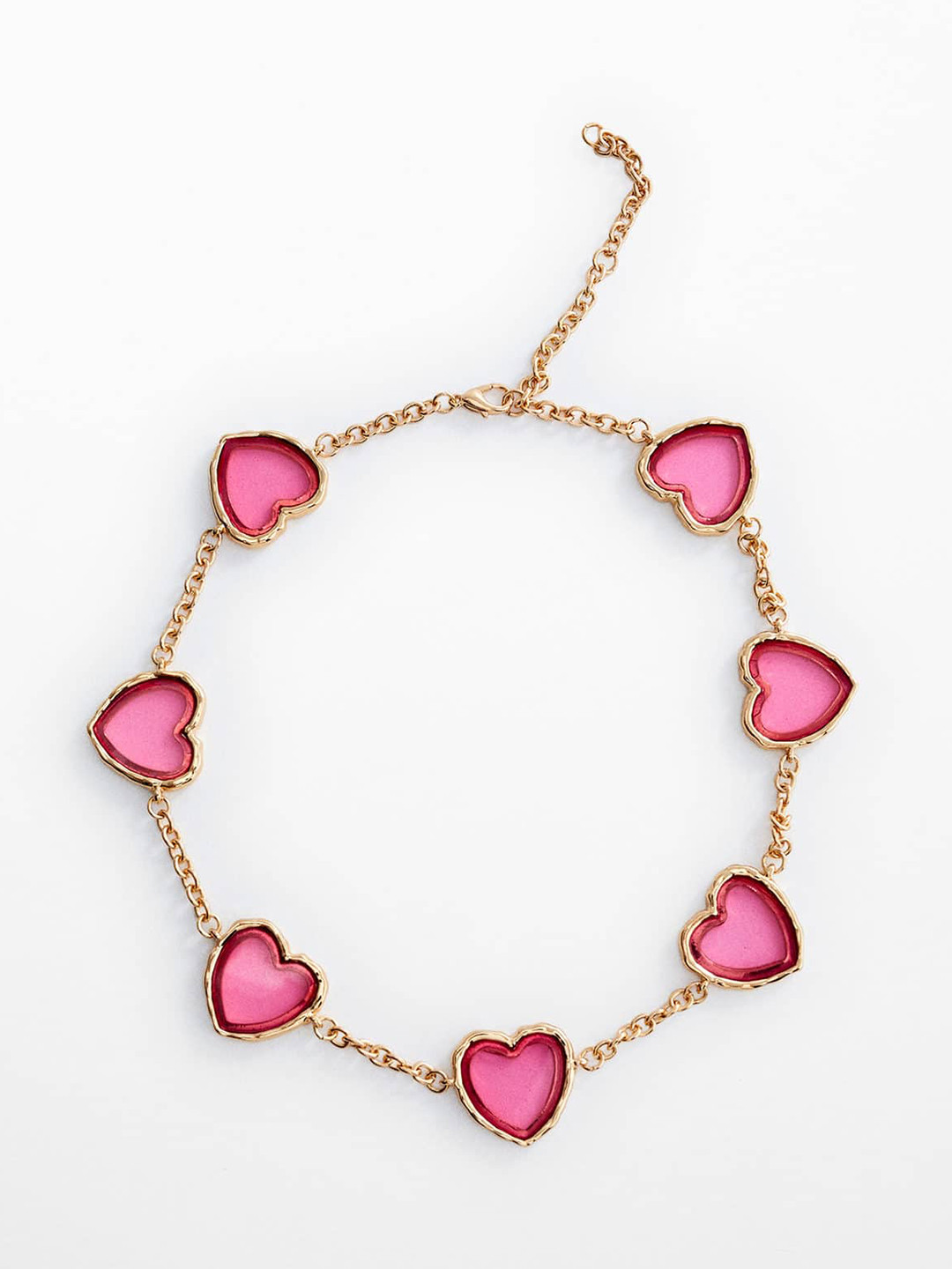 

MANGO Gold-Plated Heart Choker Necklace, Pink