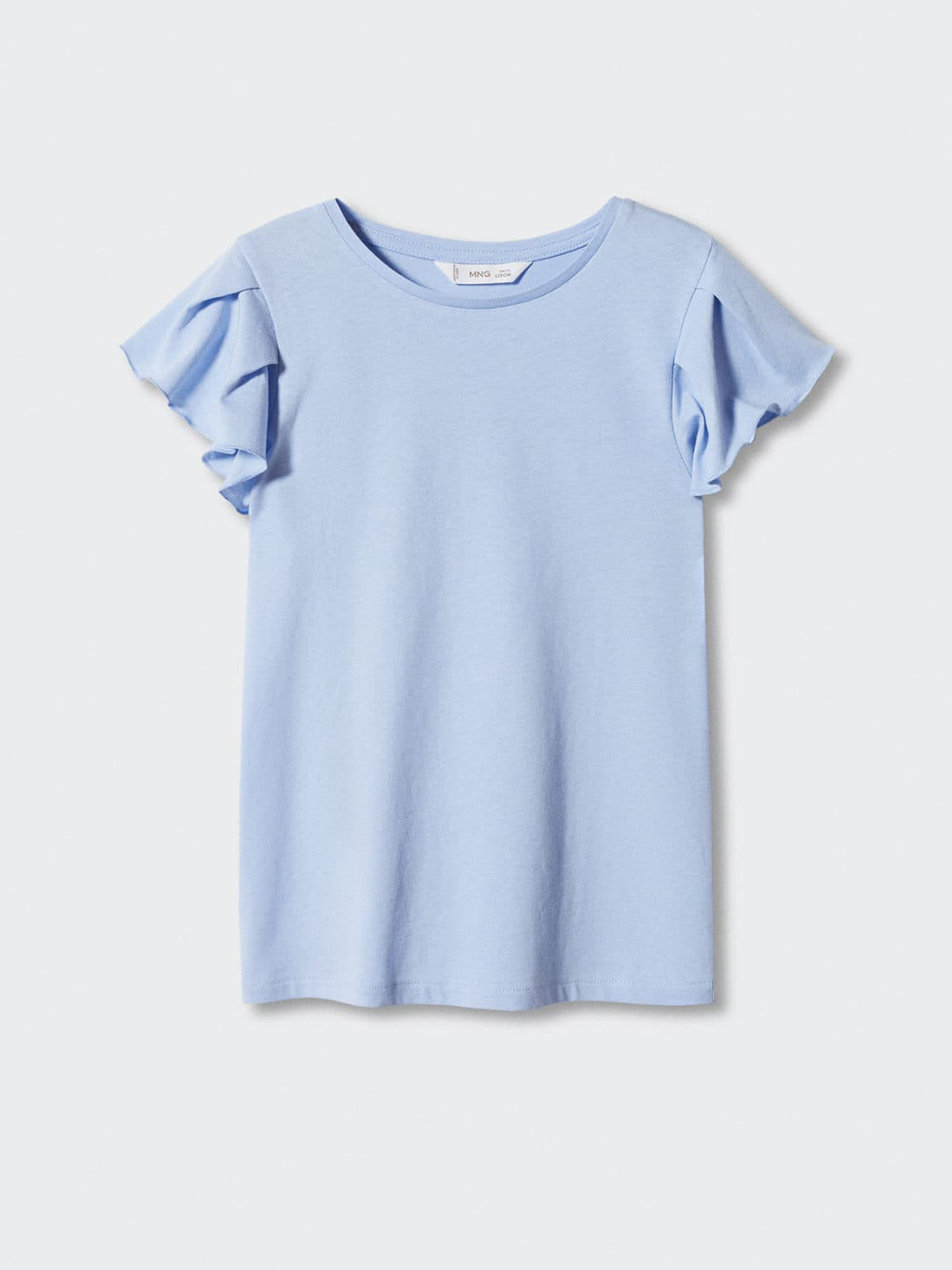 

Mango Kids Girls Ruffled Sleeves Cotton T-shirt, Blue
